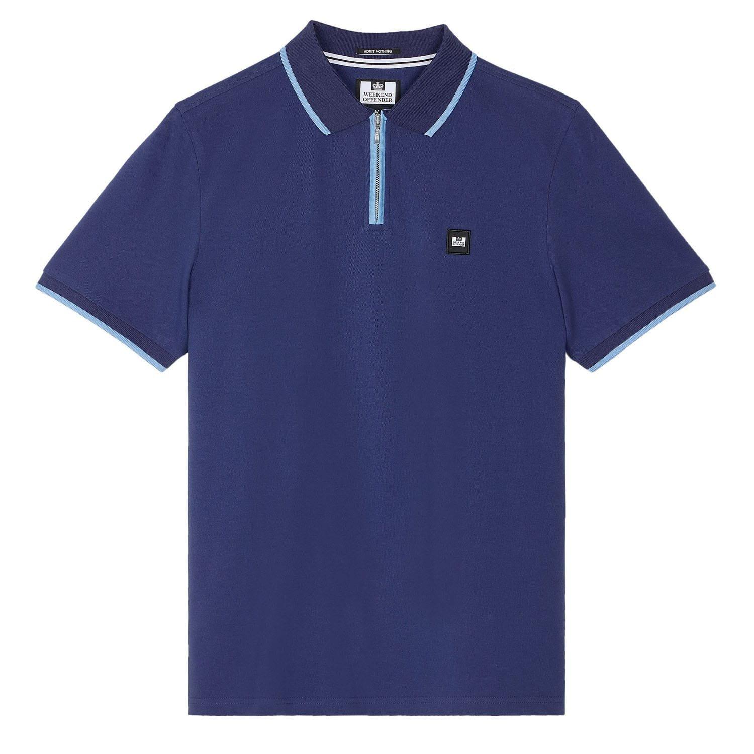 Navy - Weekend Offender - Shore Zipped Polo Shirt - 3