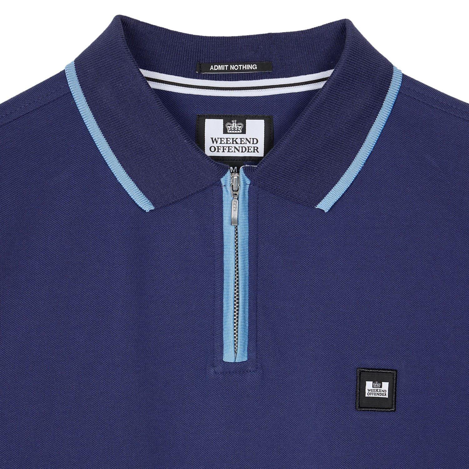 Navy - Weekend Offender - Shore Zipped Polo Shirt - 4