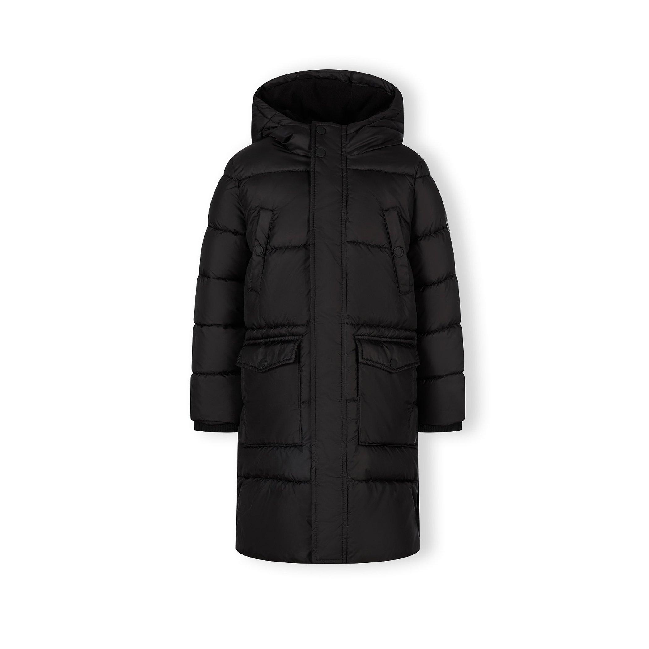 Black - Minoti - Boys long padded coat with hood and snap details black - 1