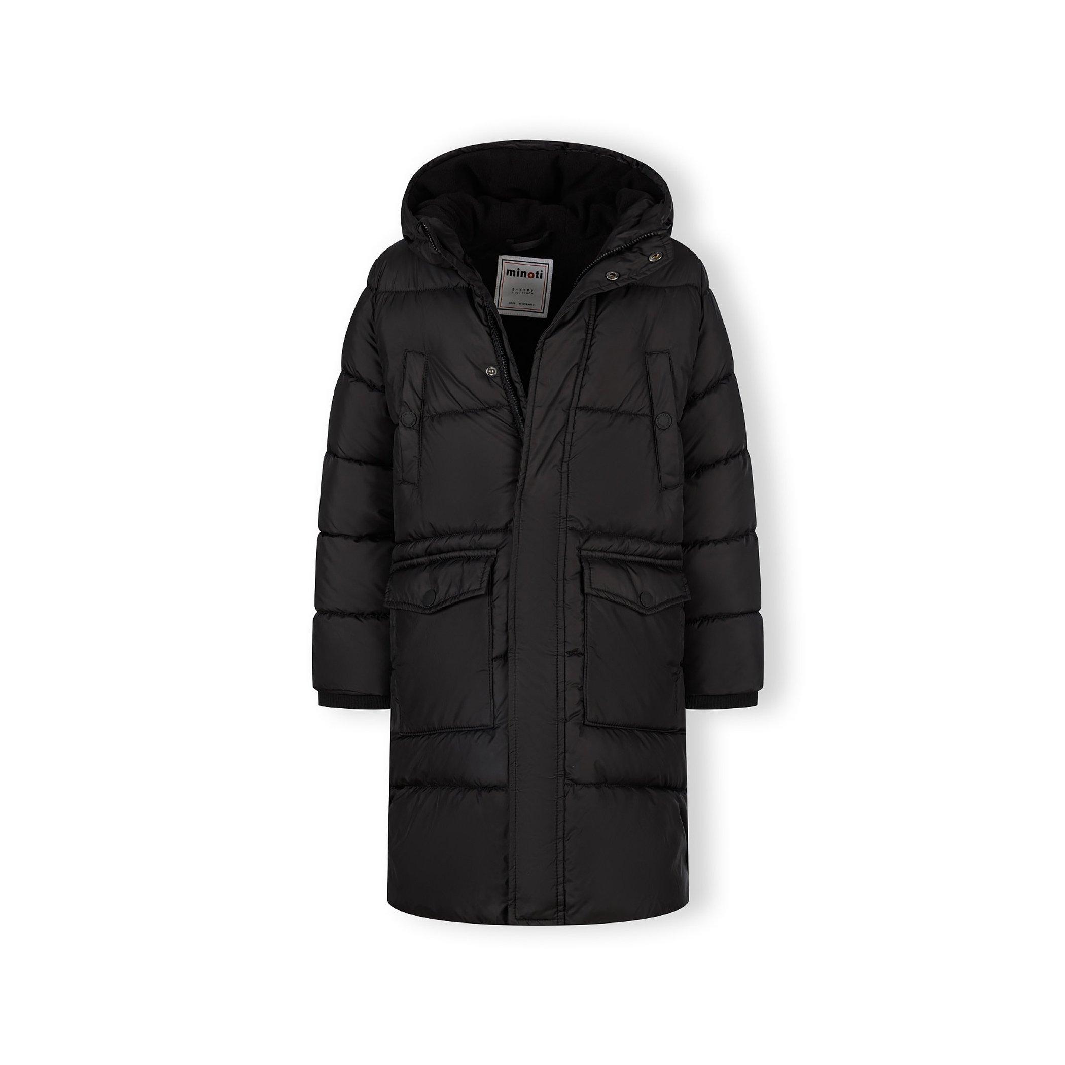 Nero - Minoti - Boys long padded coat with hood and snap details black - 5