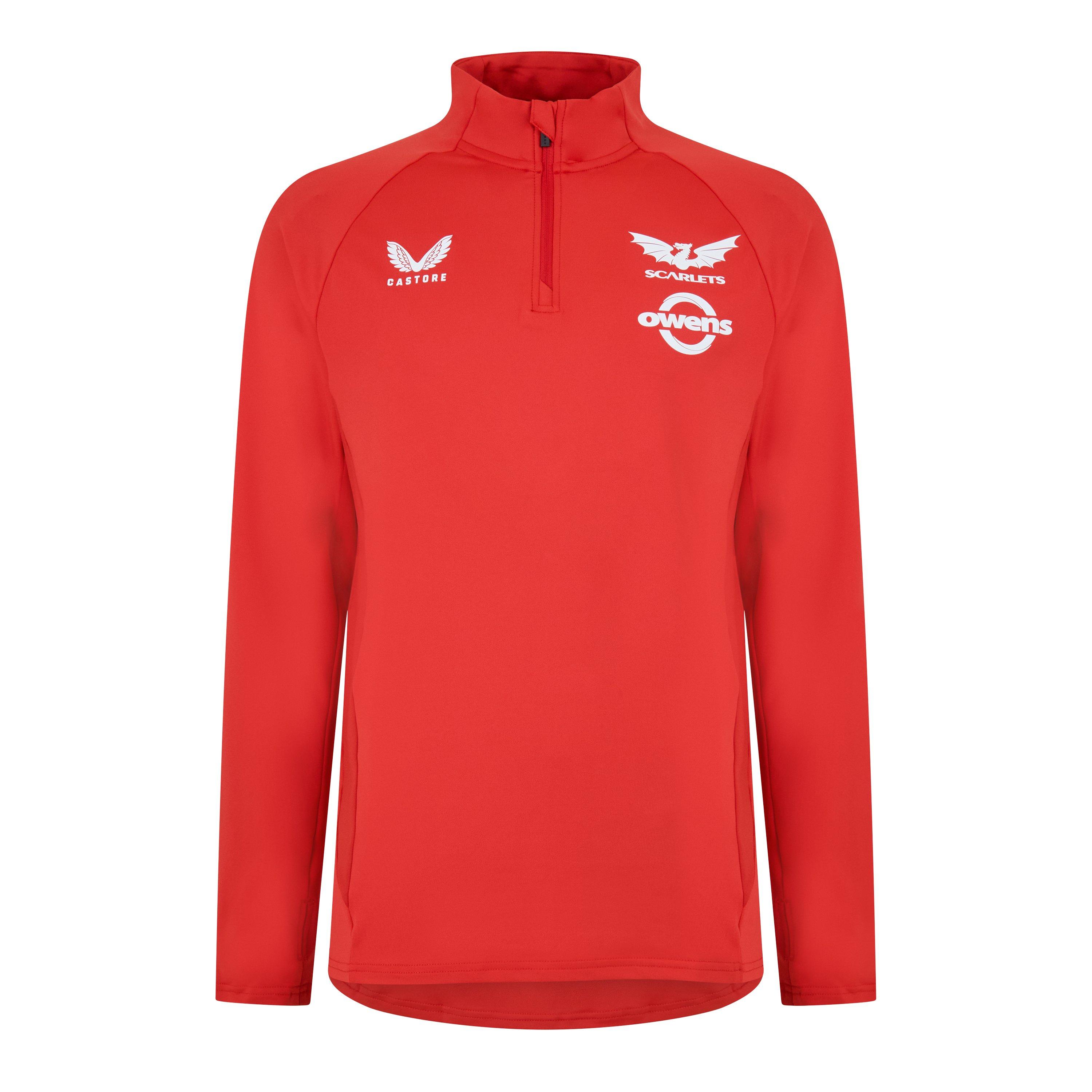 Red - Castore - Scarlets 1/4 Zip Midlayer 2024 2025 Adults - 1