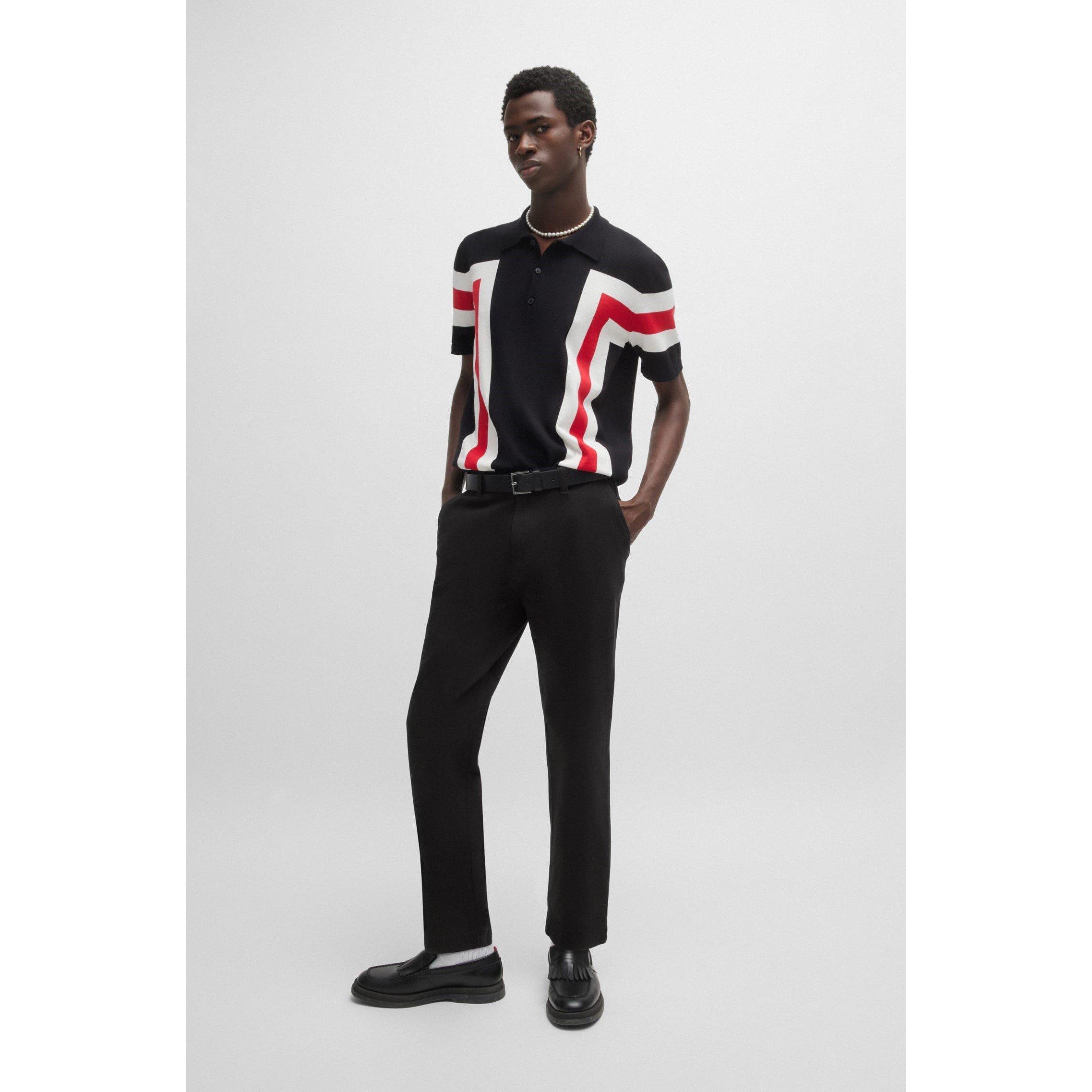 Black - Hugo - Men's Tapered Fit Gabardine Cotton Straight Leg Trousers - 3