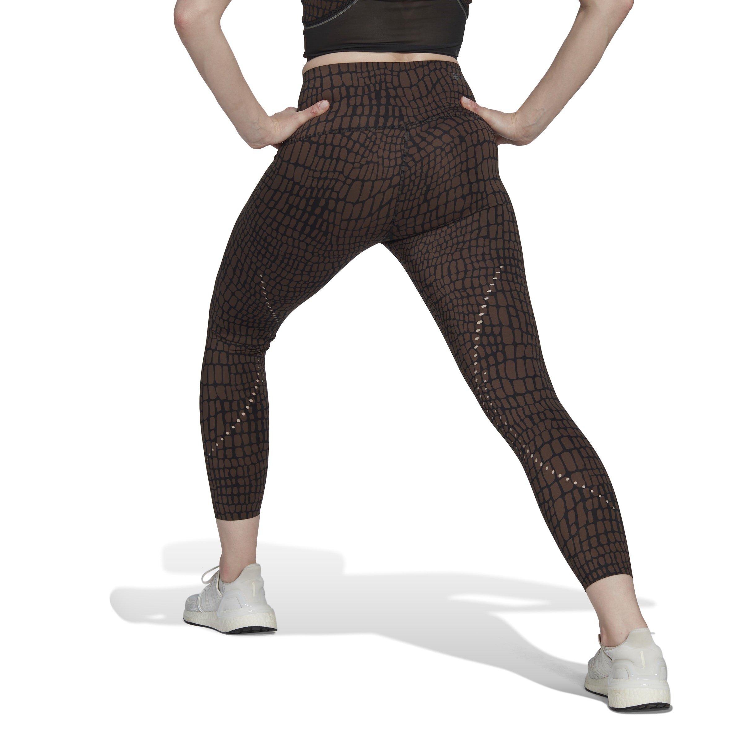 Brown - adidas - TLRD HIIT Croco Luxe Training 7/8 Leggings Womens - 3