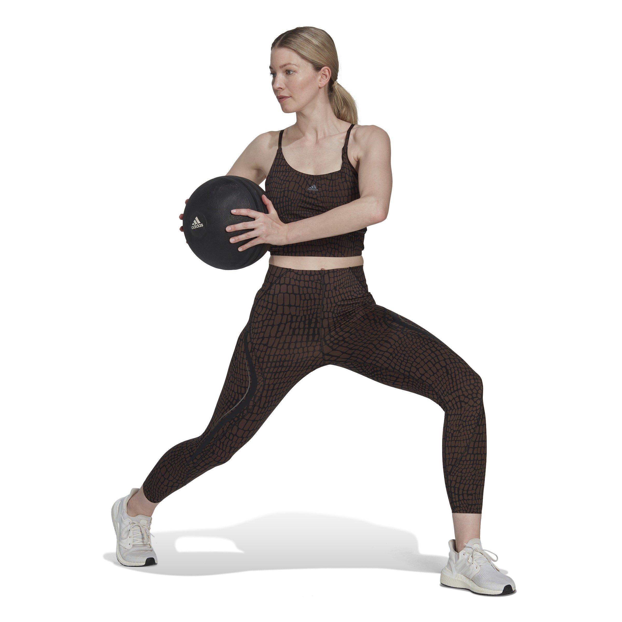 Brown - adidas - TLRD HIIT Croco Luxe Training 7/8 Leggings Womens - 4