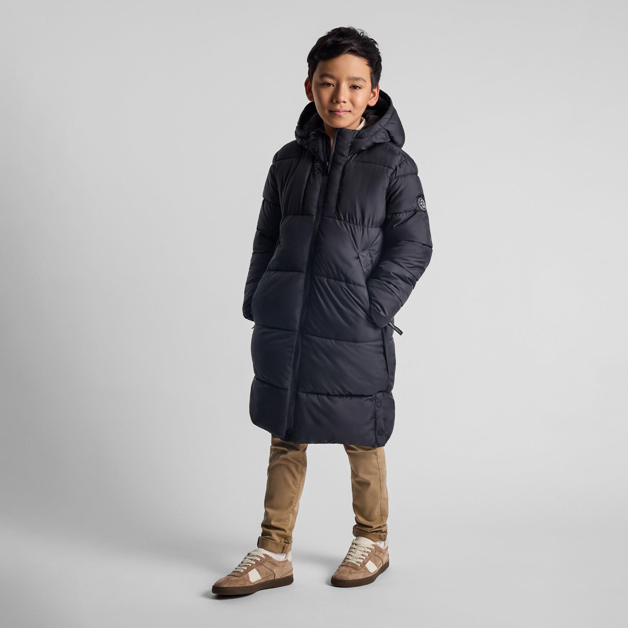Charcoal - Minoti - Boys long coat two-way zip grey - 3