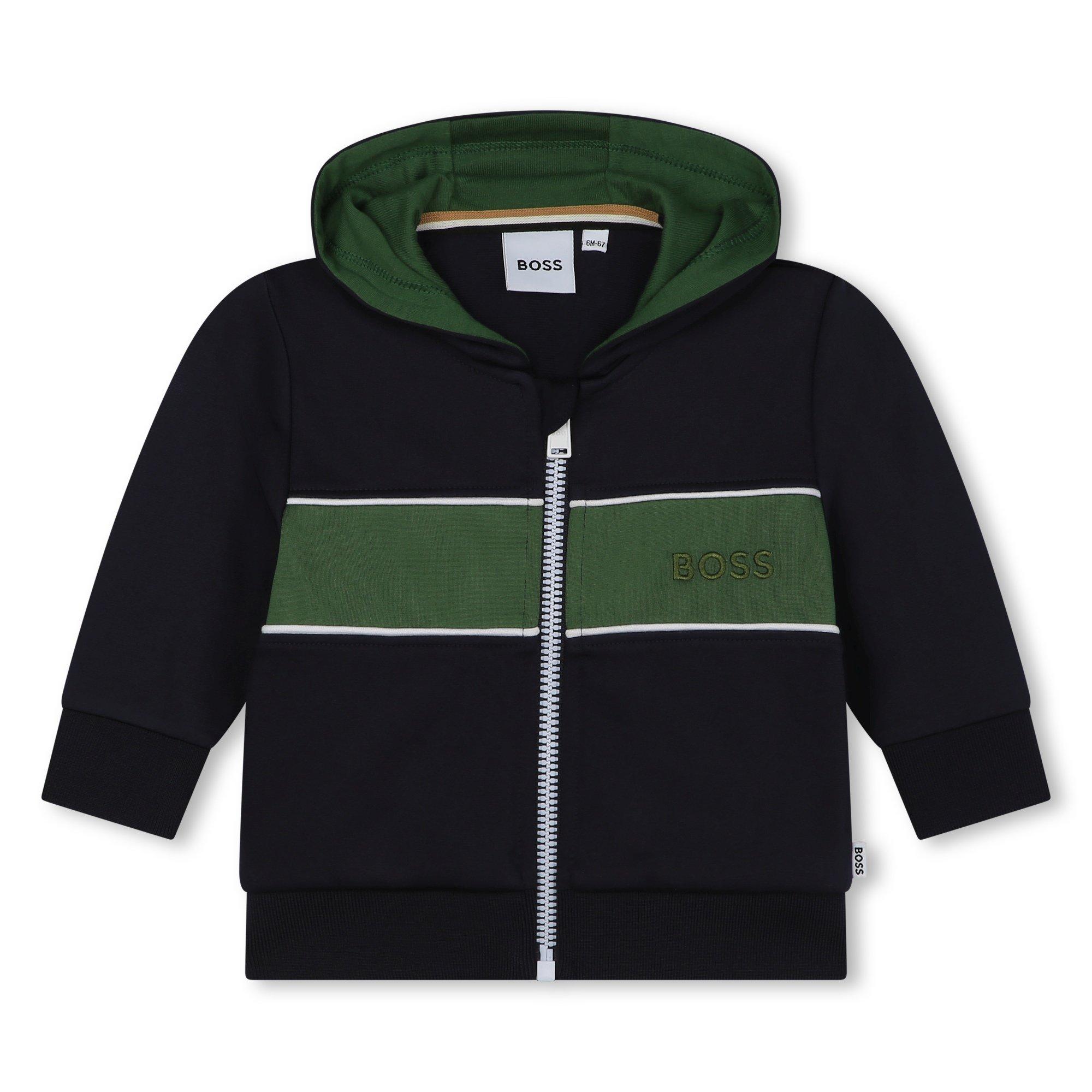 Navy 849 - Boss - Kids' Stripe Full Zip Tracksuit Top - 1