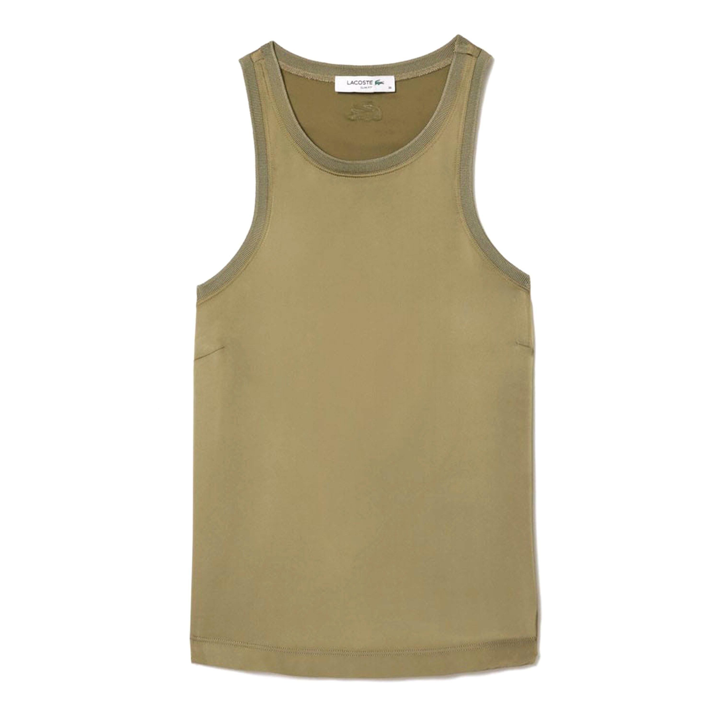 Khaki - Lacoste - Slim Fit Fluid Satin Tank Top - 1