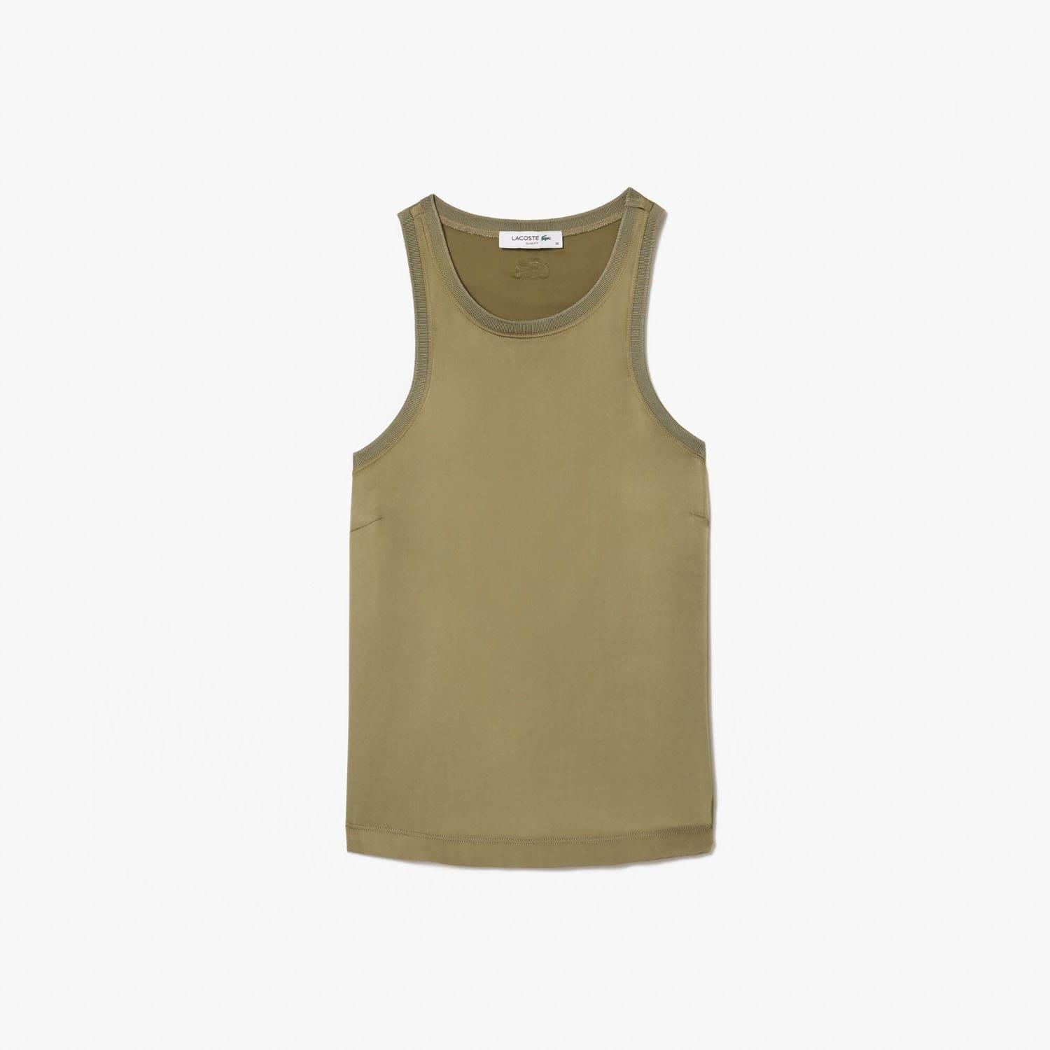 Khaki - Lacoste - Slim Fit Fluid Satin Tank Top - 5