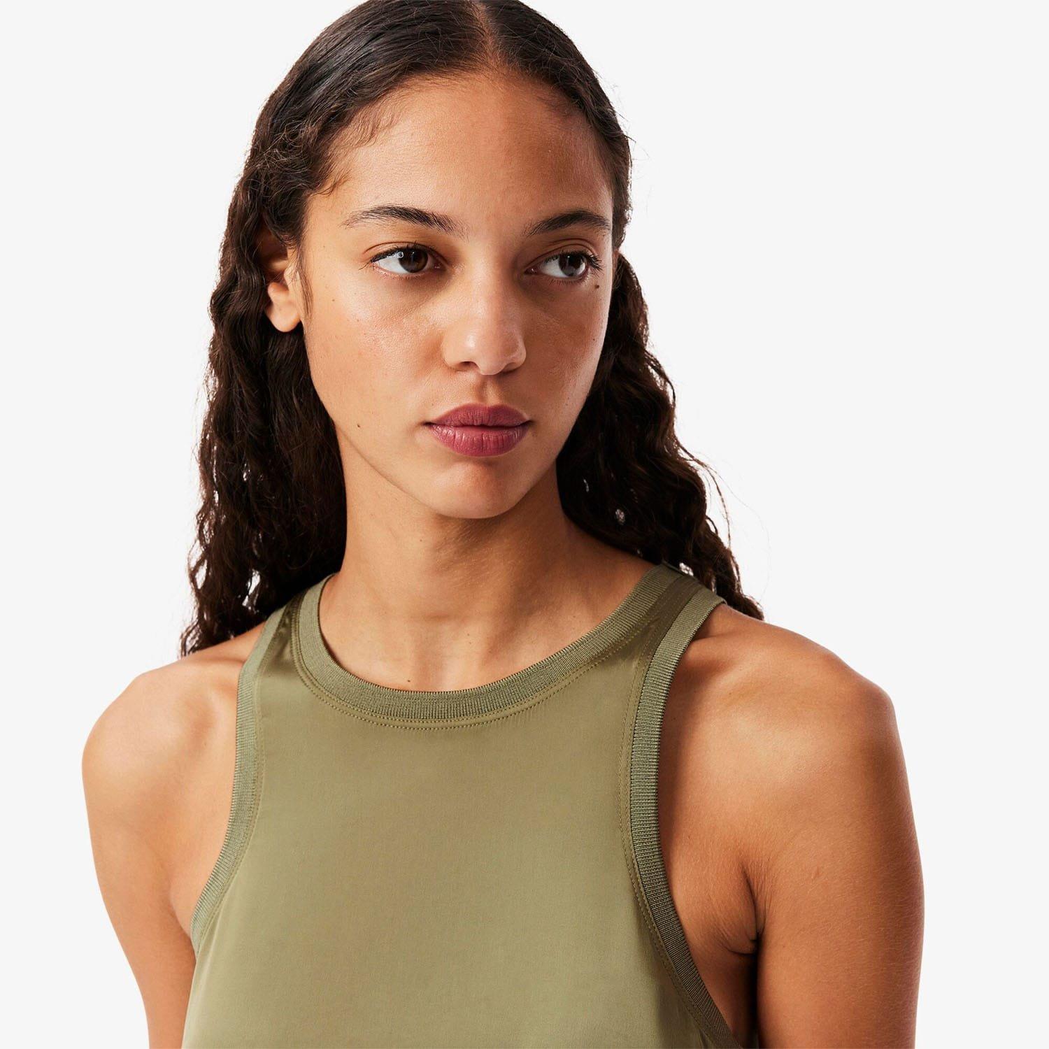Khaki - Lacoste - Slim Fit Fluid Satin Tank Top - 6