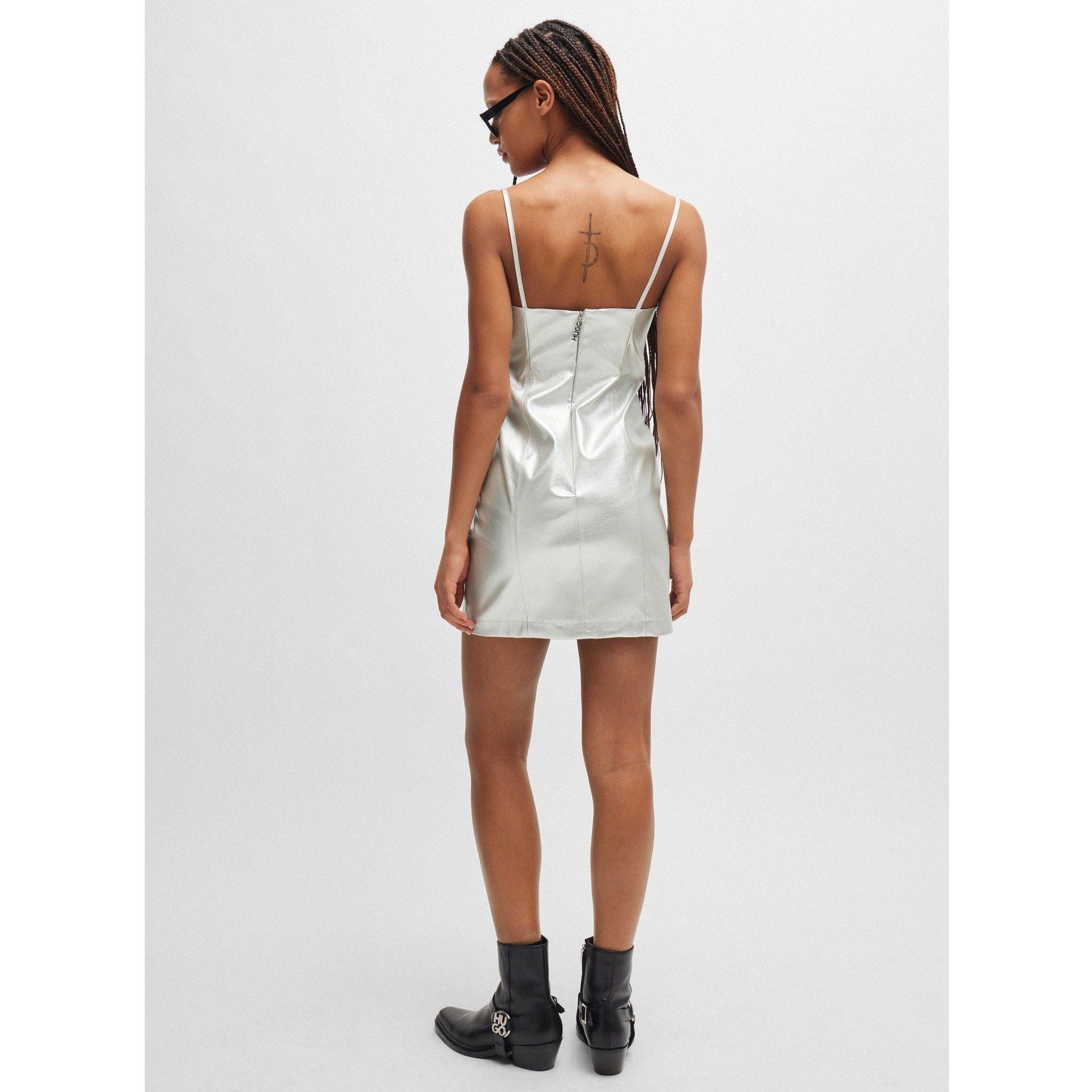 Silver - Hugo - Kateresa-1 Metallix Faux-Leather Mini Dress - 3