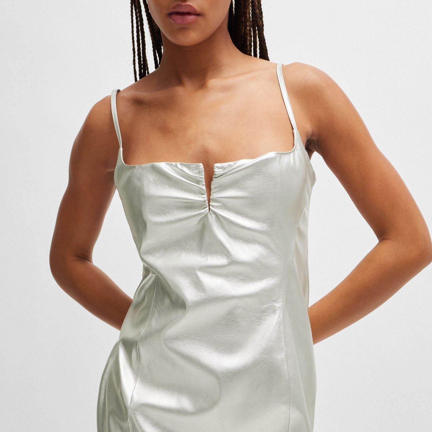 Silver - Hugo - Kateresa-1 Metallix Faux-Leather Mini Dress - 5