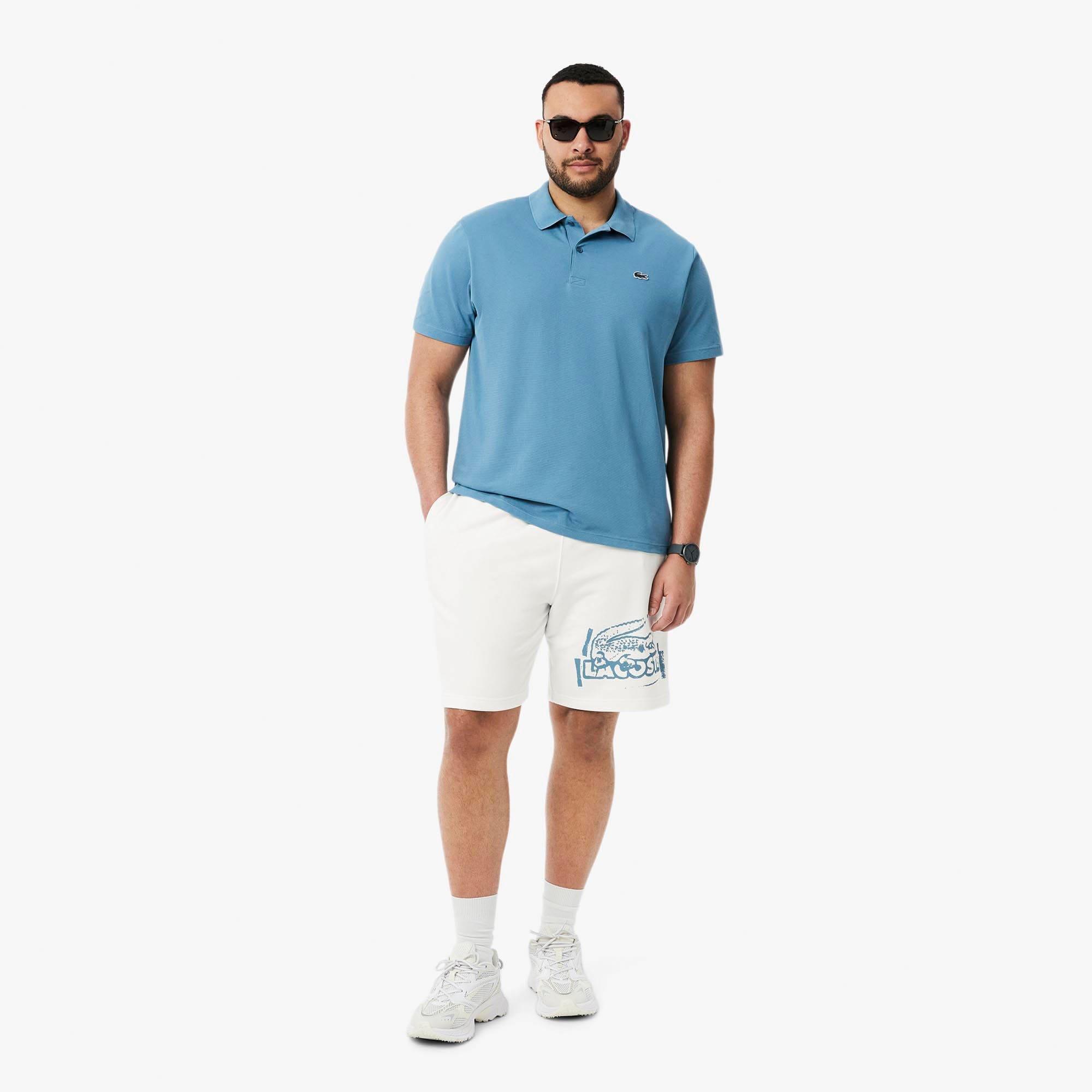 Cream - Lacoste - Cotton Graphic Fleece Shorts - 3