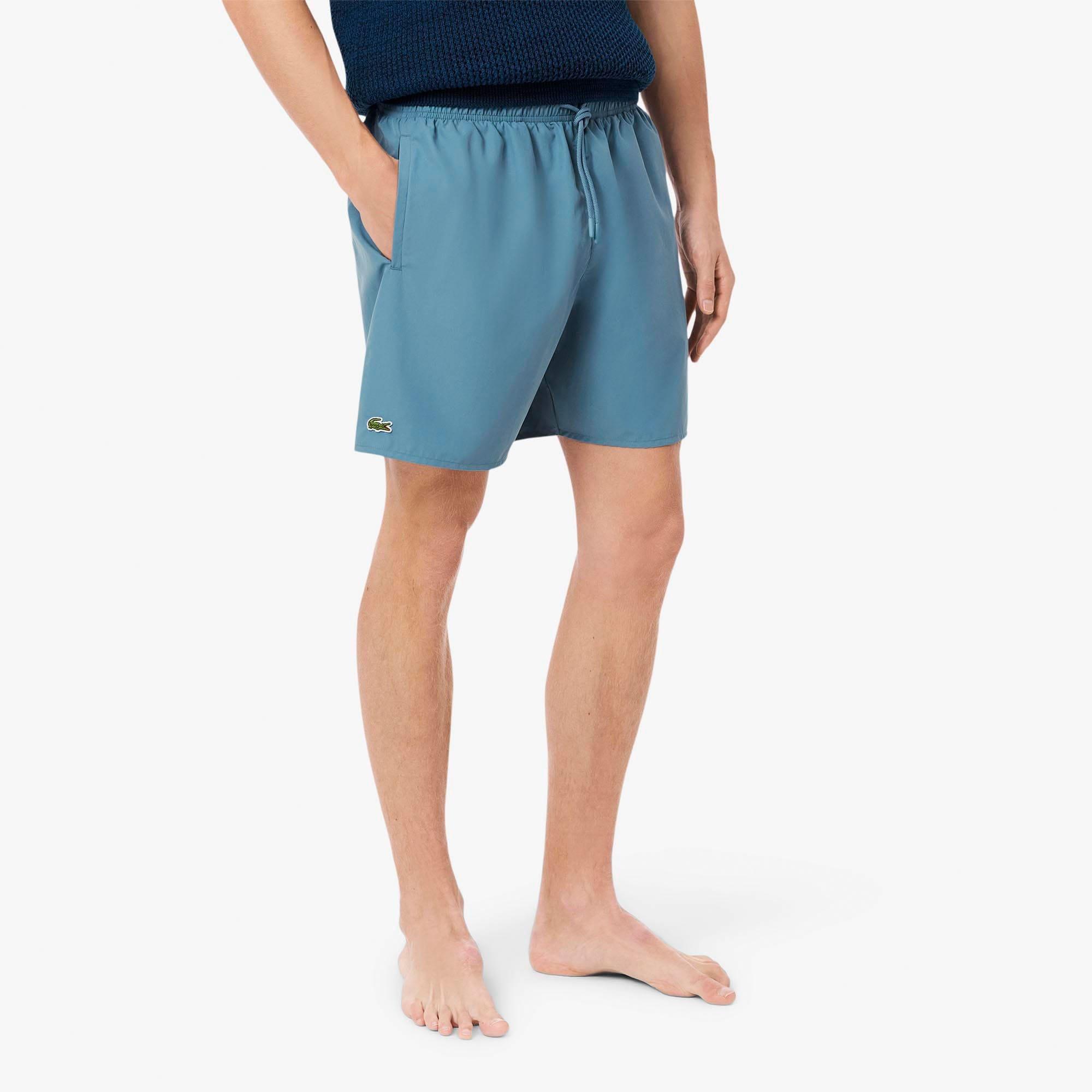 Blue - Lacoste - Mid-Length Monochrome Swim Trunks - 2