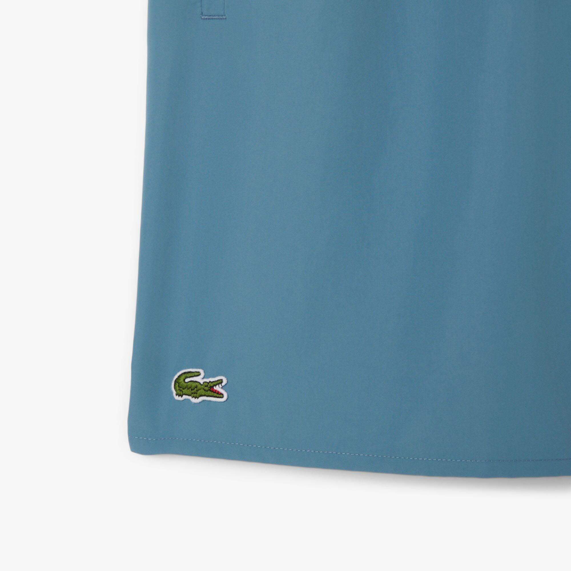 Blue - Lacoste - Mid-Length Monochrome Swim Trunks - 5