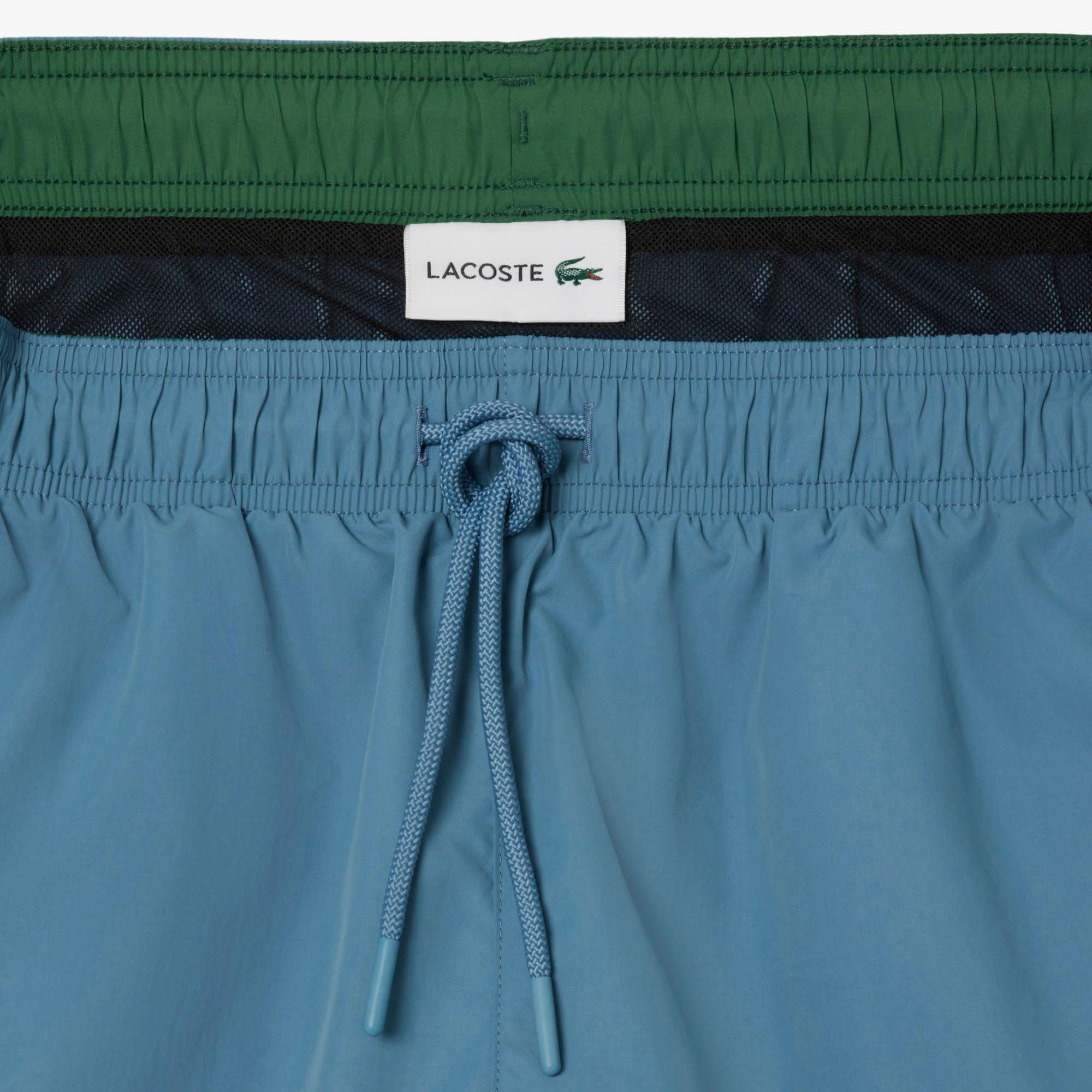 Blue - Lacoste - Mid-Length Monochrome Swim Trunks - 6