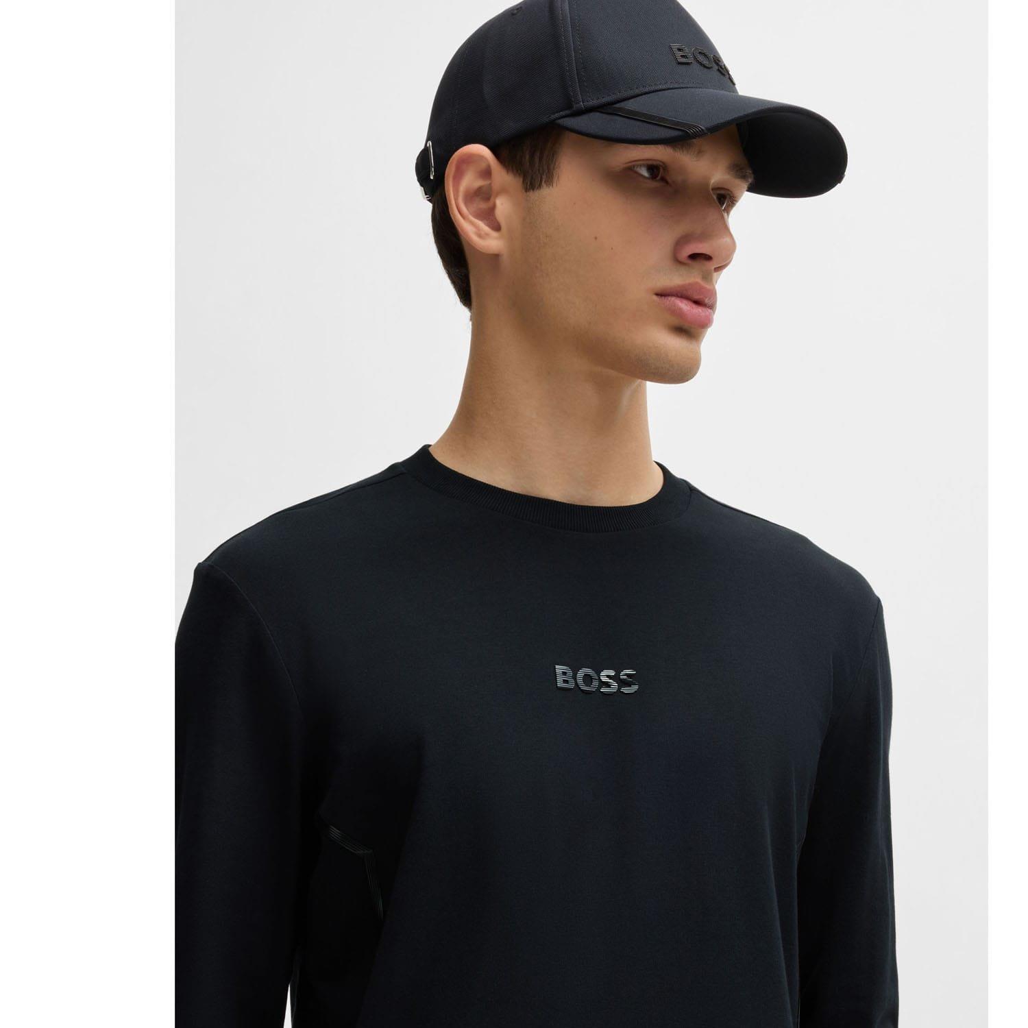 Black - Boss - Togn Mirror Effect Logo Long Sleeve T-Shirt - 4