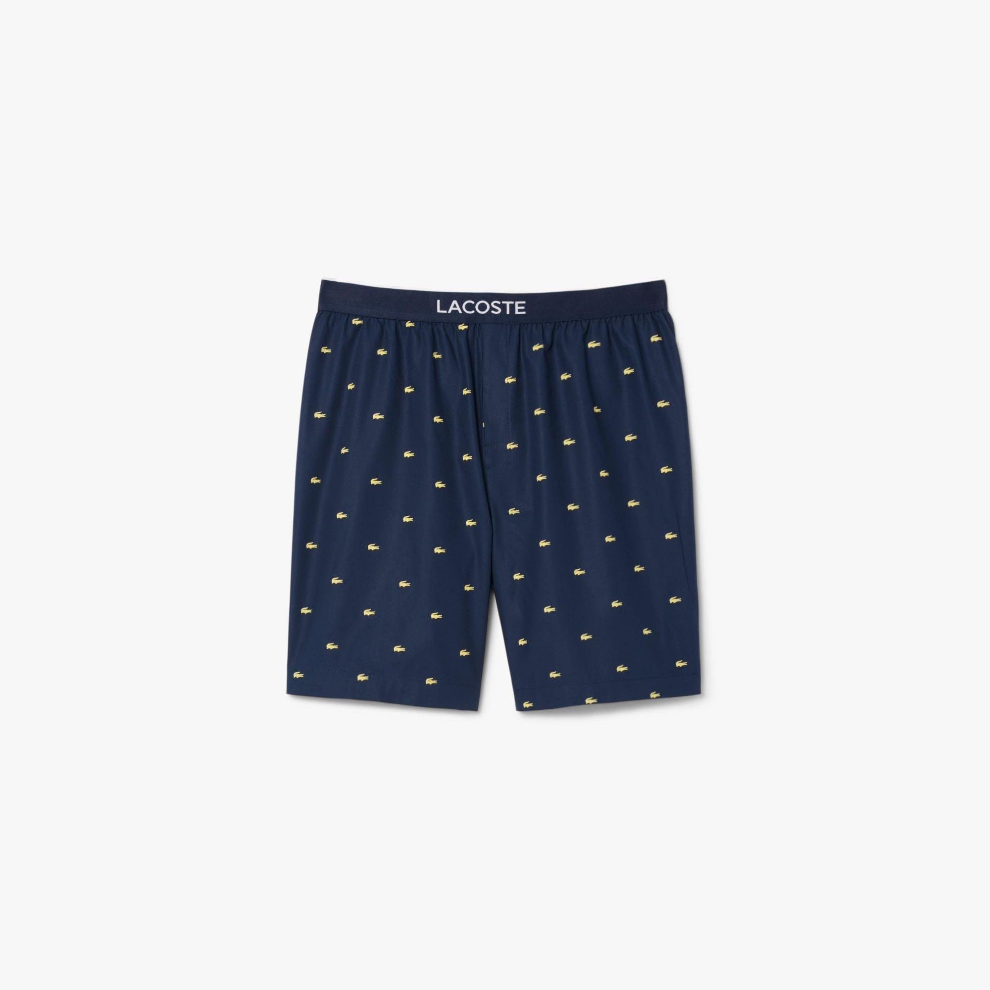 Navy - Lacoste - Printed Poplin Pyjama Shorts - 1