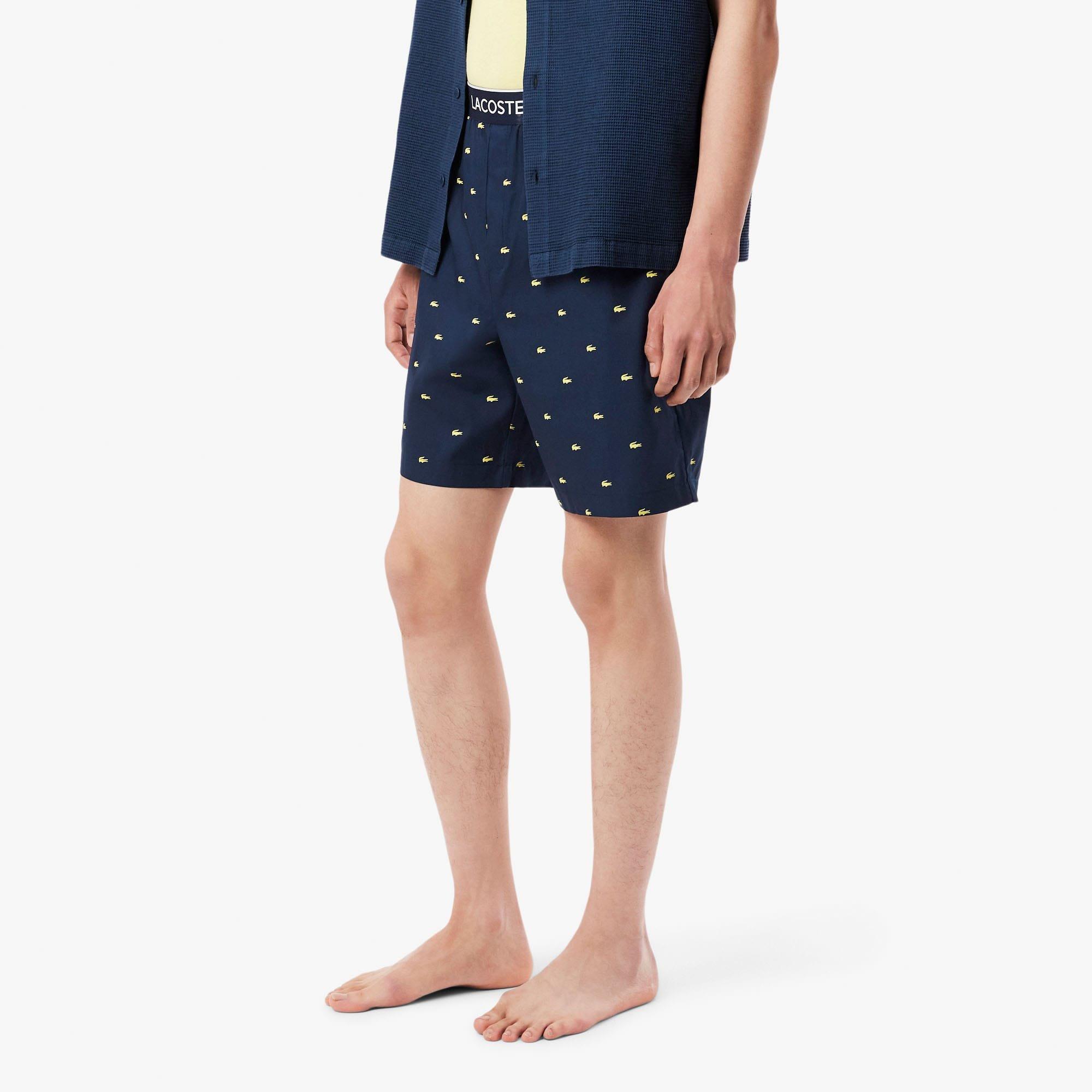 Navy - Lacoste - Printed Poplin Pyjama Shorts - 2