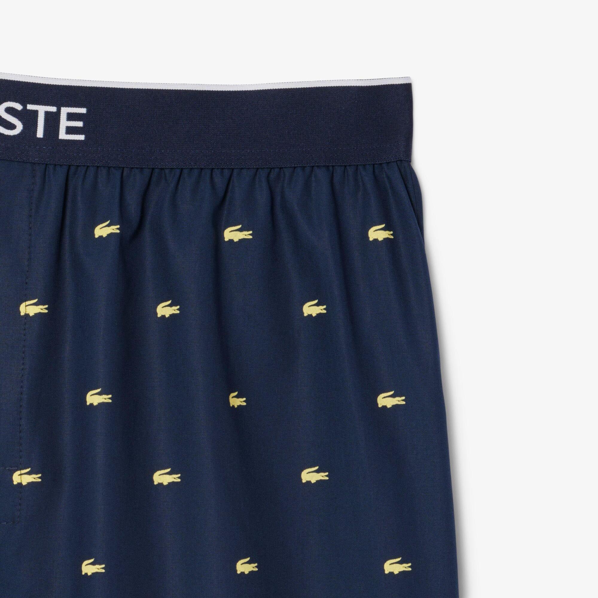 Navy - Lacoste - Printed Poplin Pyjama Shorts - 5