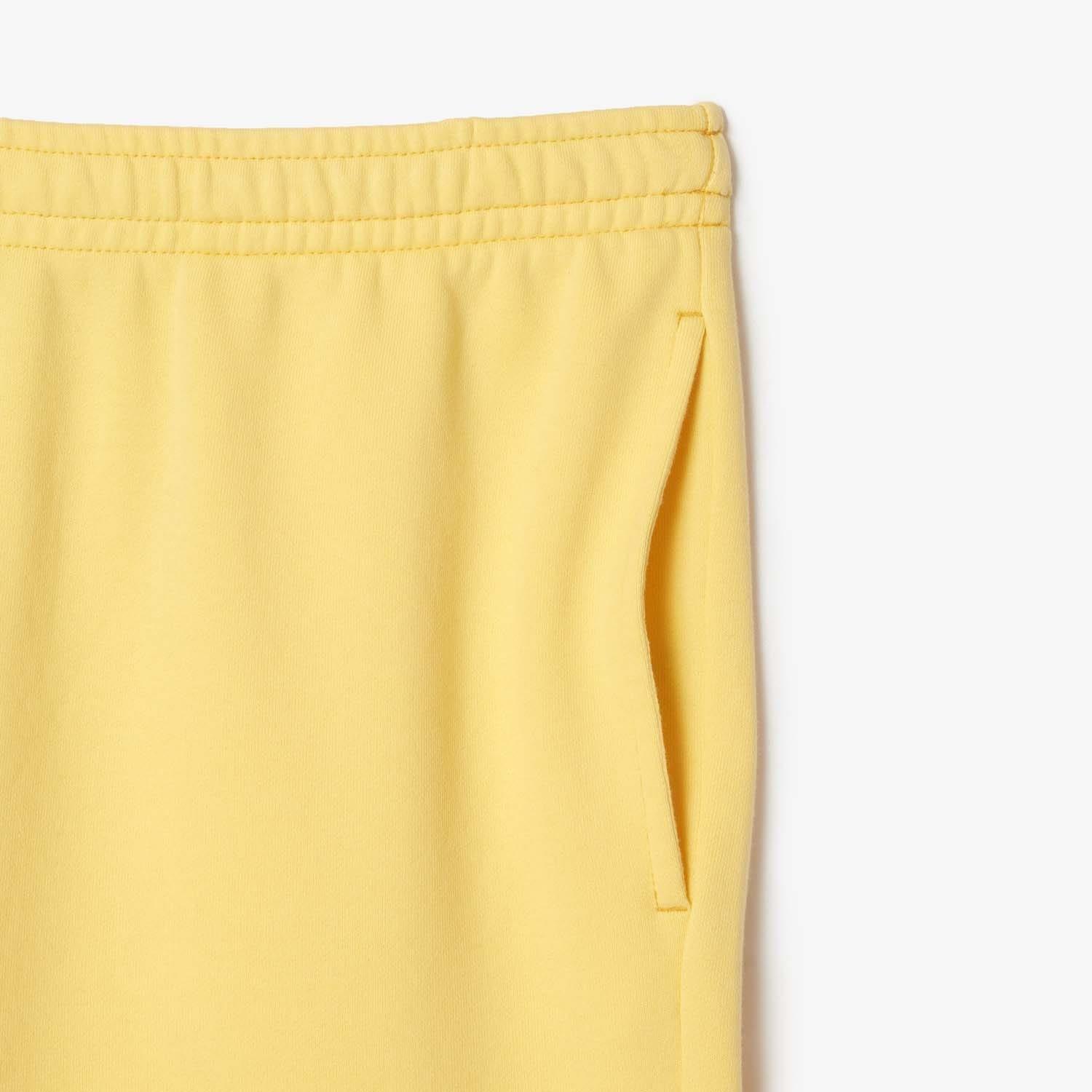 Yellow - Lacoste - Washed Effect Printed Fleece Shorts - 3
