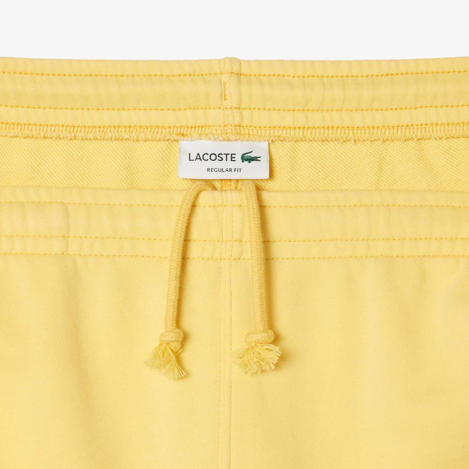 Yellow - Lacoste - Washed Effect Printed Fleece Shorts - 4