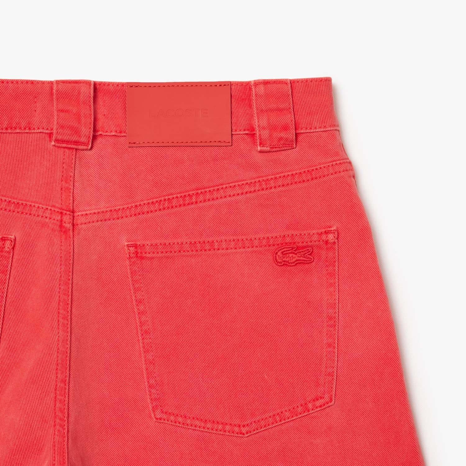 Red - Lacoste - Long Natural Dye Bermuda Shorts - 3