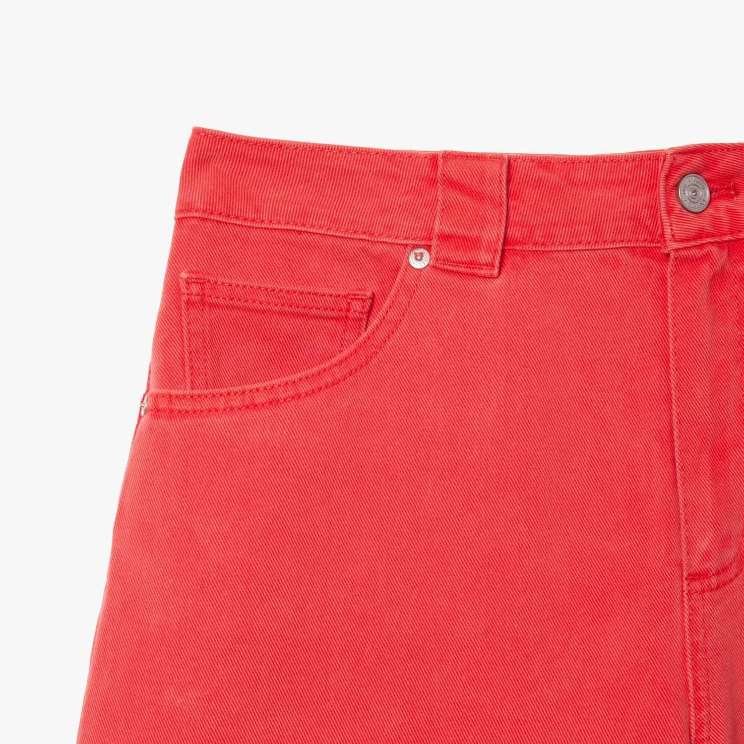 Red - Lacoste - Long Natural Dye Bermuda Shorts - 4