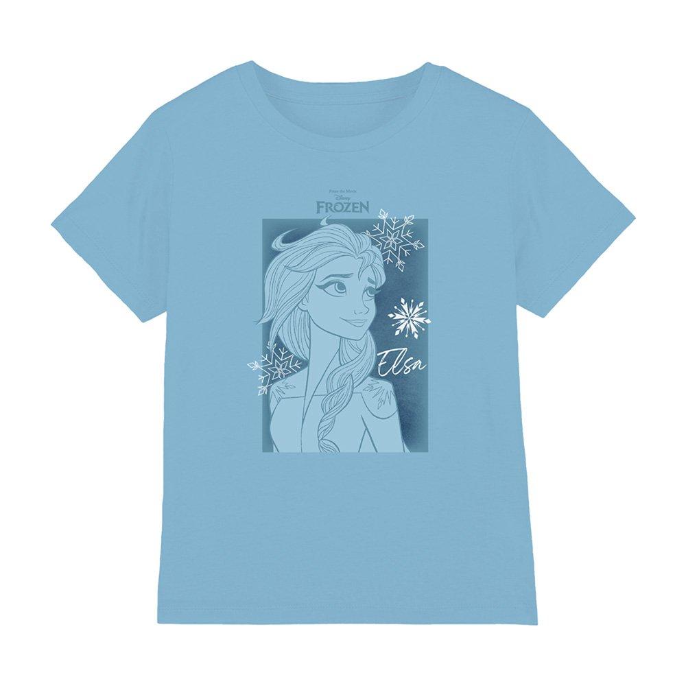 Light Blue - Frozen - Frozen Elsa Snowflake T-Shirt Light Blue - 1