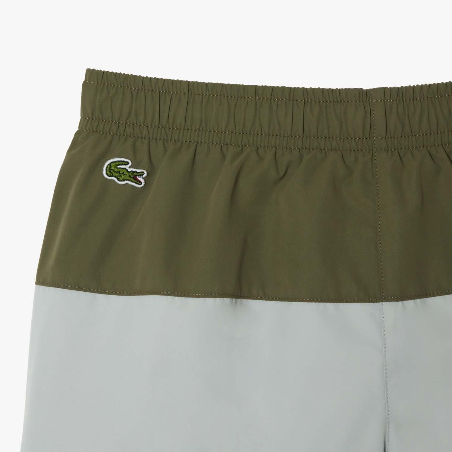 Green - Lacoste - Colour Block Taffeta Swim Trunks - 5