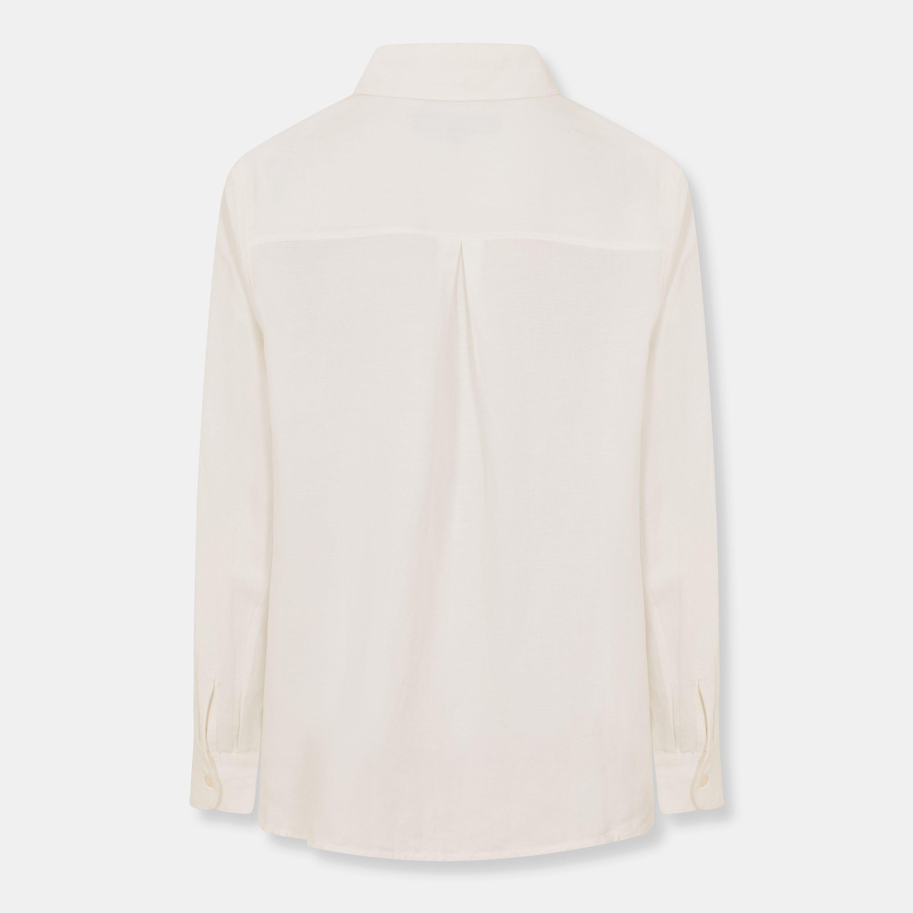 Linen White - French Connection - Women's Birdie Linen Long-Sleeve Plain Shirt - 2