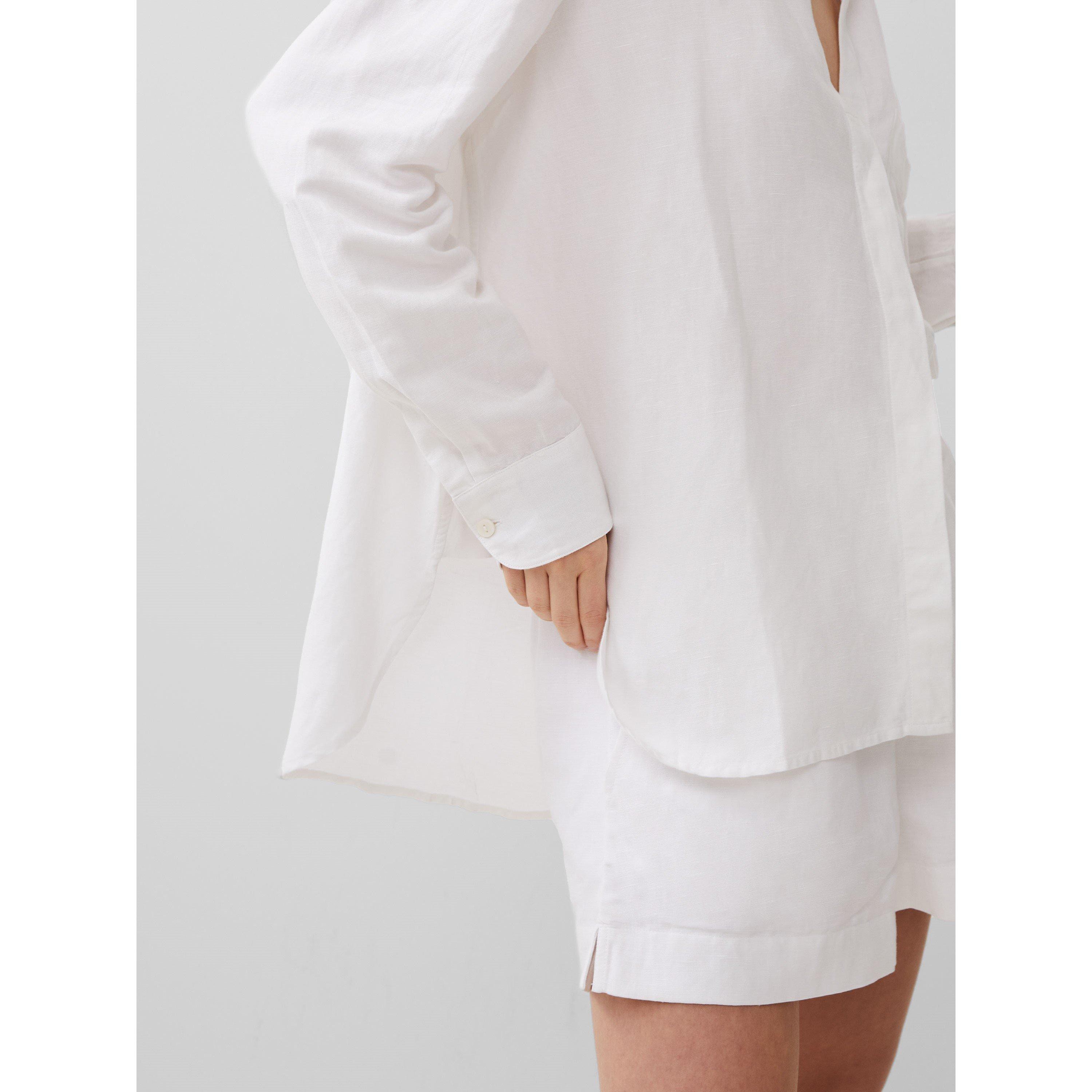 Linen White - French Connection - Women's Birdie Linen Long-Sleeve Plain Shirt - 3