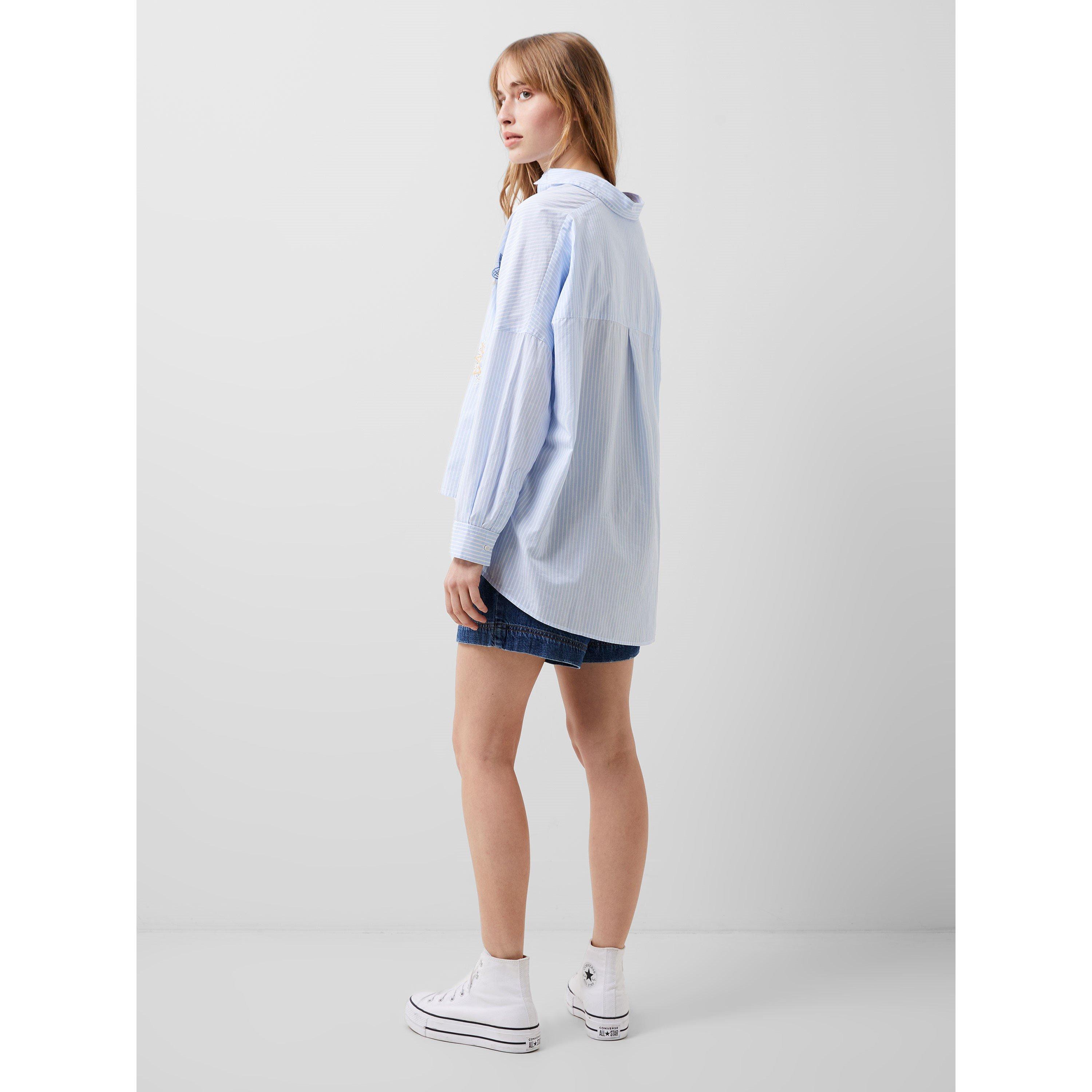 Linen Blue - French Connection - Women's Rhodes Long-Sleeve Patterned Shirt - 3