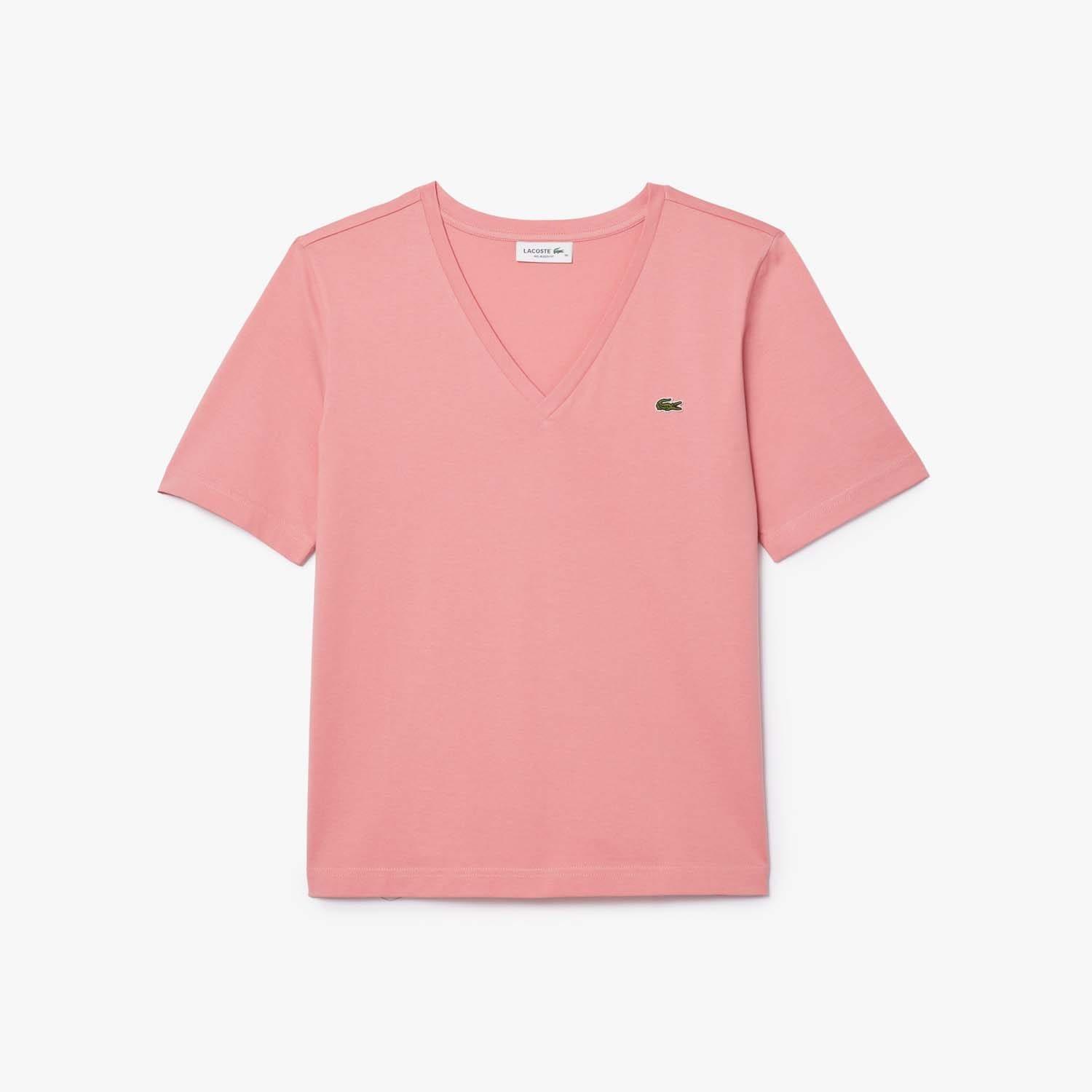 Pink - Lacoste - Relaxed-Fit Soft Cotton V-Neck T-Shirt - 1