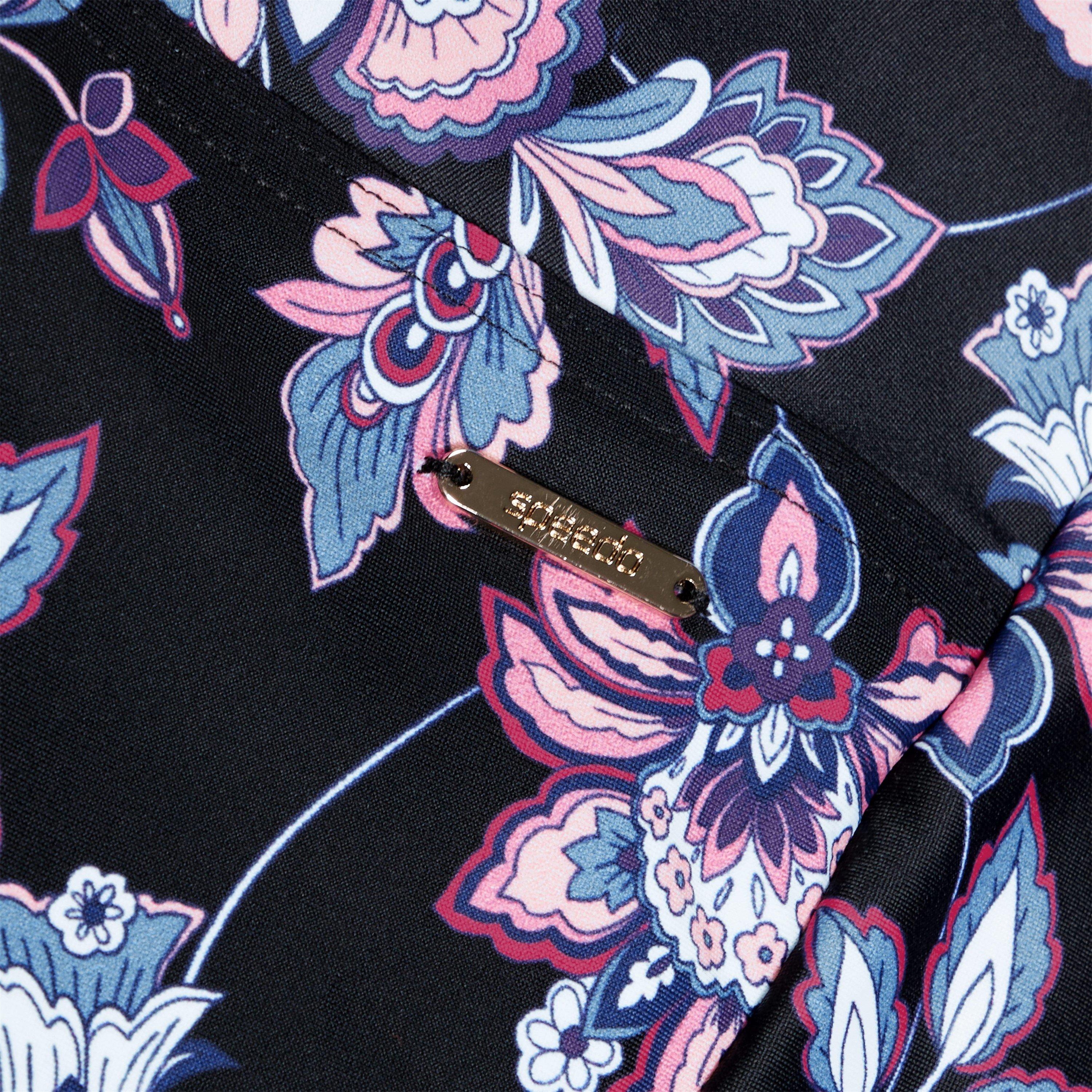 Black - Speedo - Shaping Printed Strappy 1 Piece Swimsuit - 3