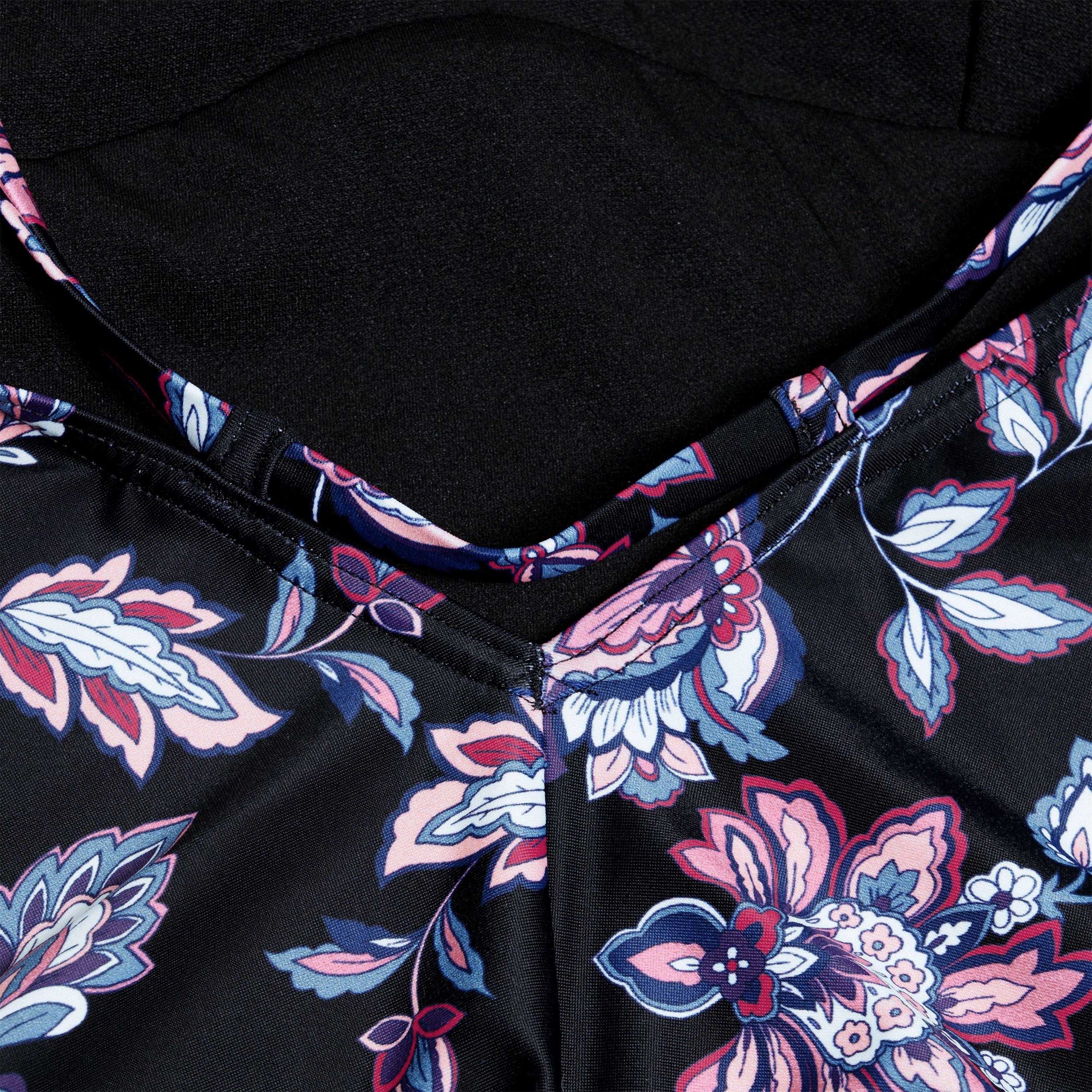 Black - Speedo - Shaping Printed Strappy 1 Piece Swimsuit - 5