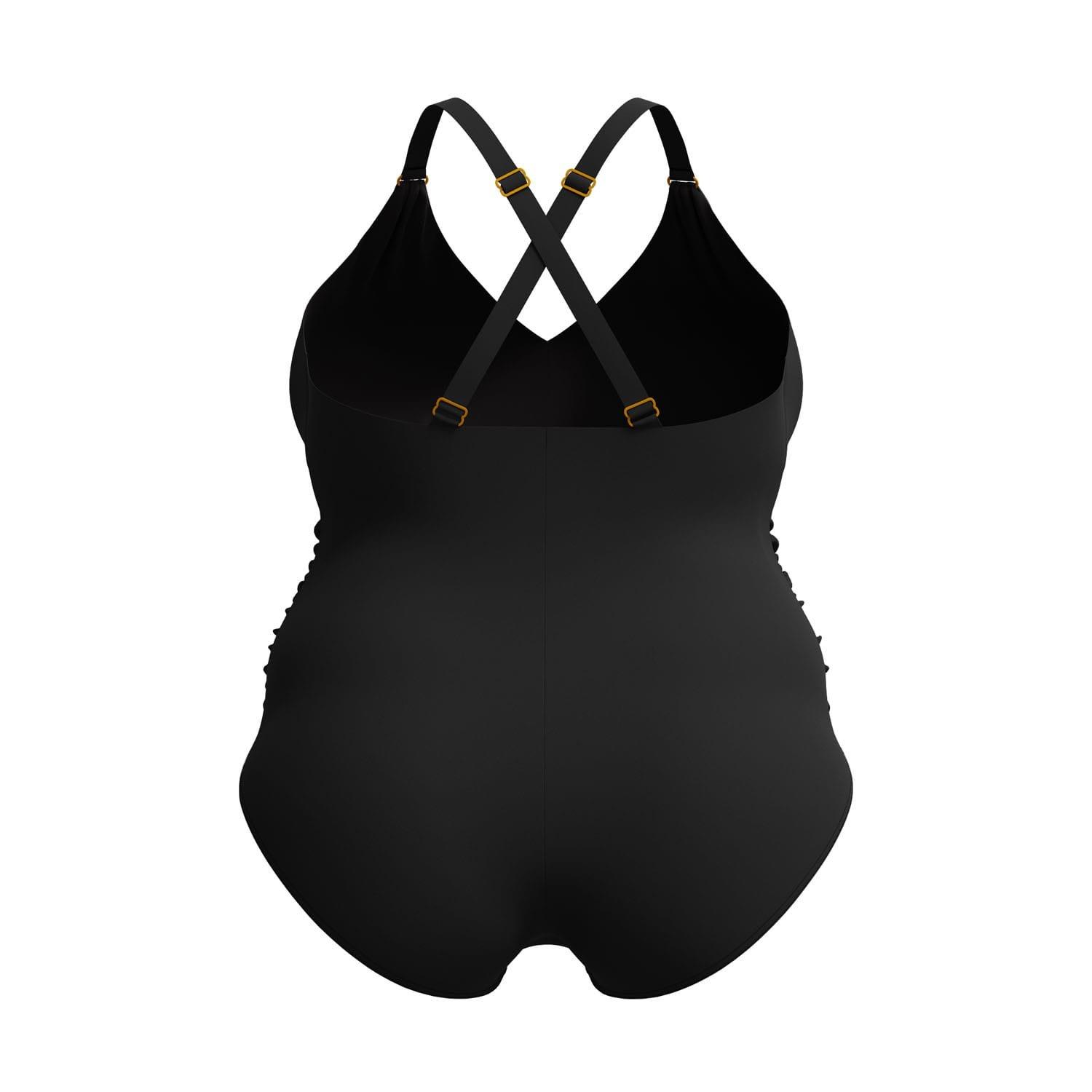 Black - Speedo - Shaping V-Neck 1 Piece Swimsuit - 3