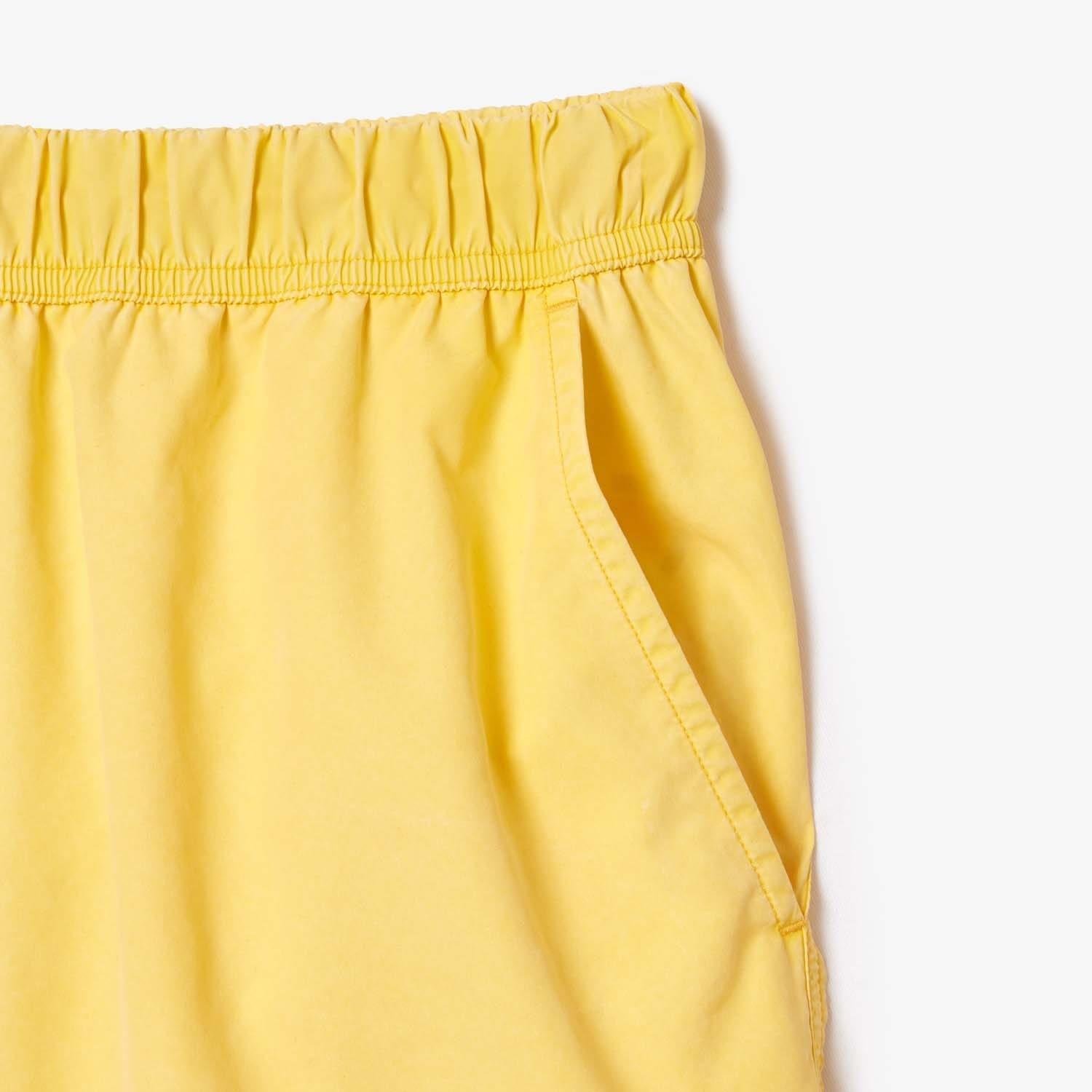 Yellow - Lacoste - Mid Length Washed Effect Swim Trunks - 3