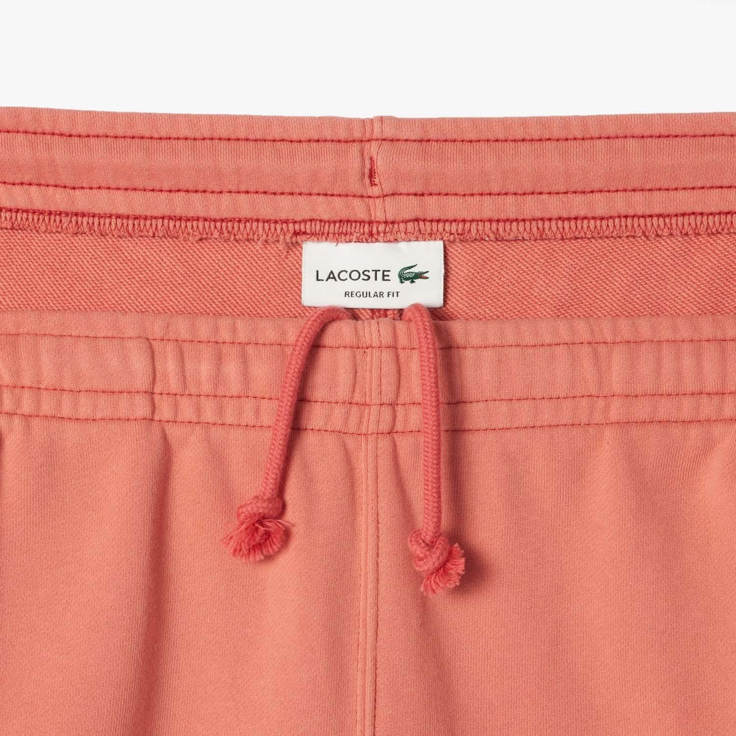 Red - Lacoste - Washed Effect Printed Fleece Shorts - 3