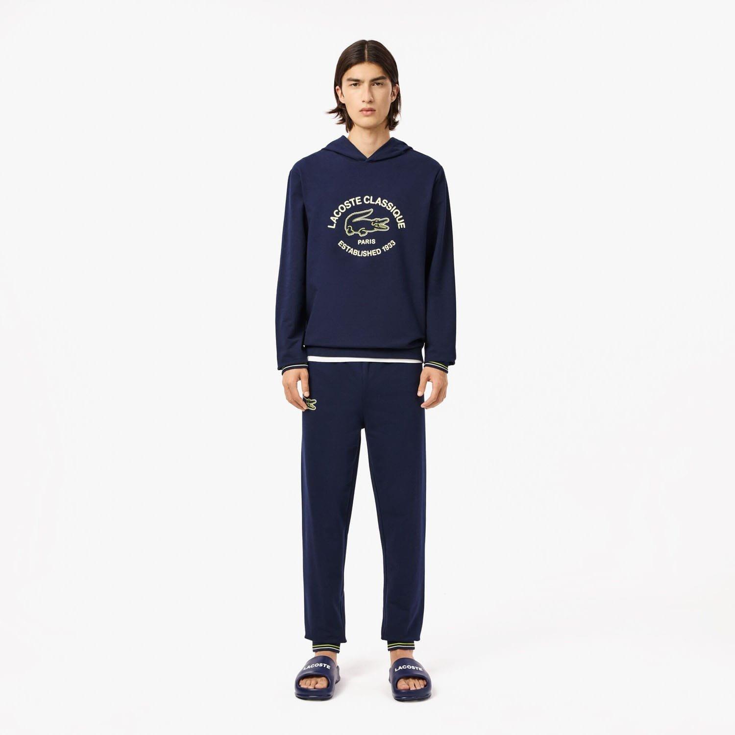 Navy - Lacoste - Fleece Loungewear Hoodie - 3