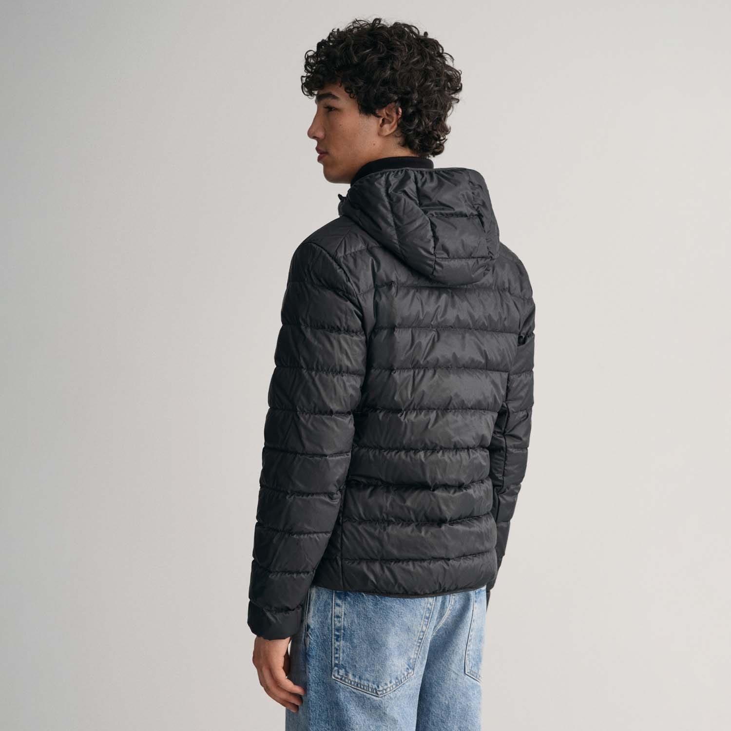Black - Gant - Light Down Hooded Jacket - 4