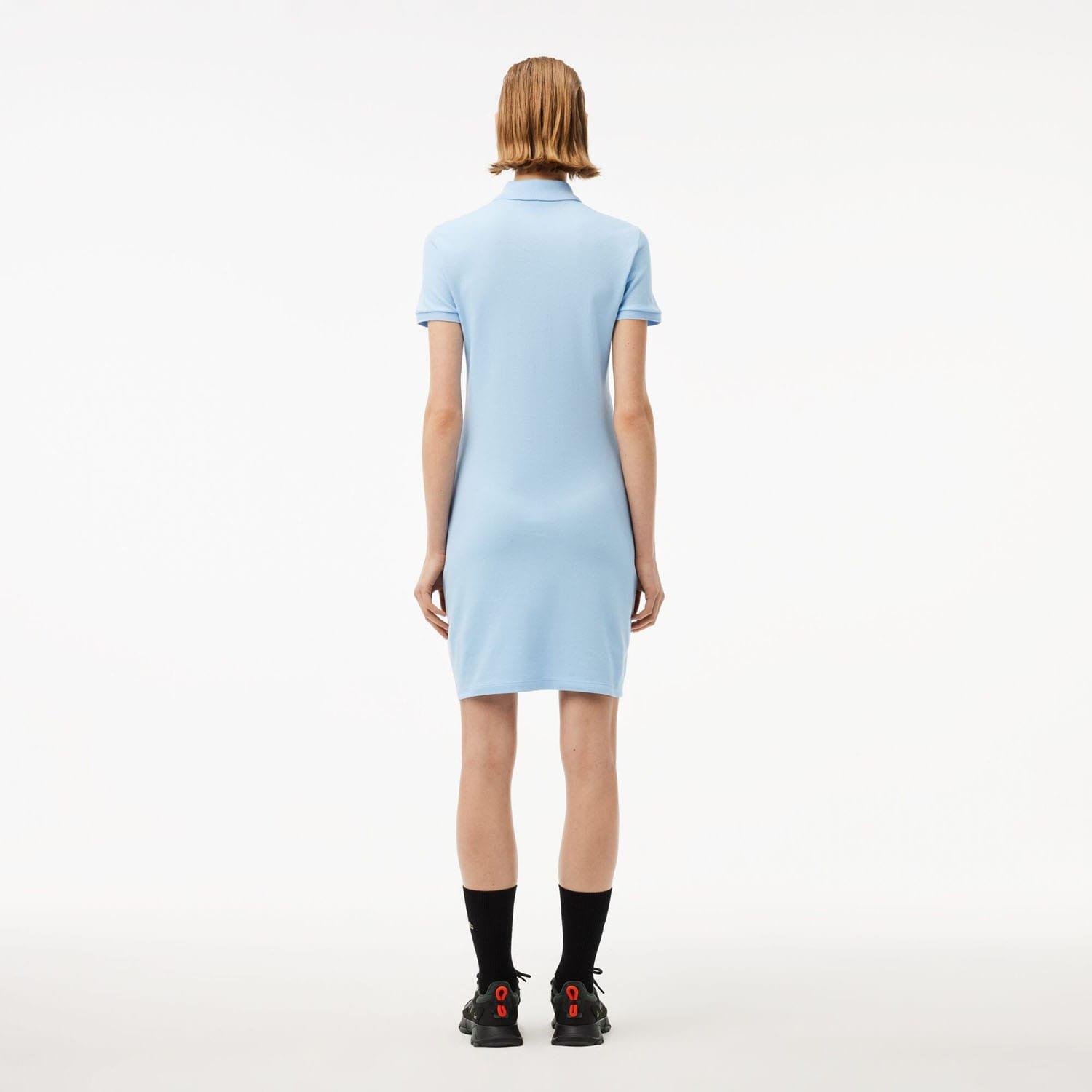 Light Blue - Lacoste - Slim Fit Stretch Mini Pique Polo Dress - 2
