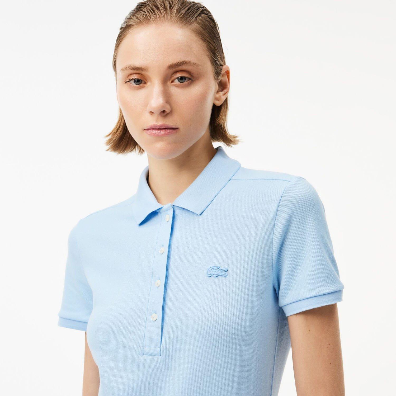 Light Blue - Lacoste - Slim Fit Stretch Mini Pique Polo Dress - 3