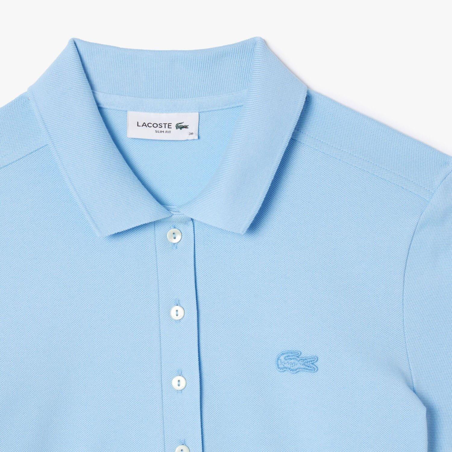 Light Blue - Lacoste - Slim Fit Stretch Mini Pique Polo Dress - 5