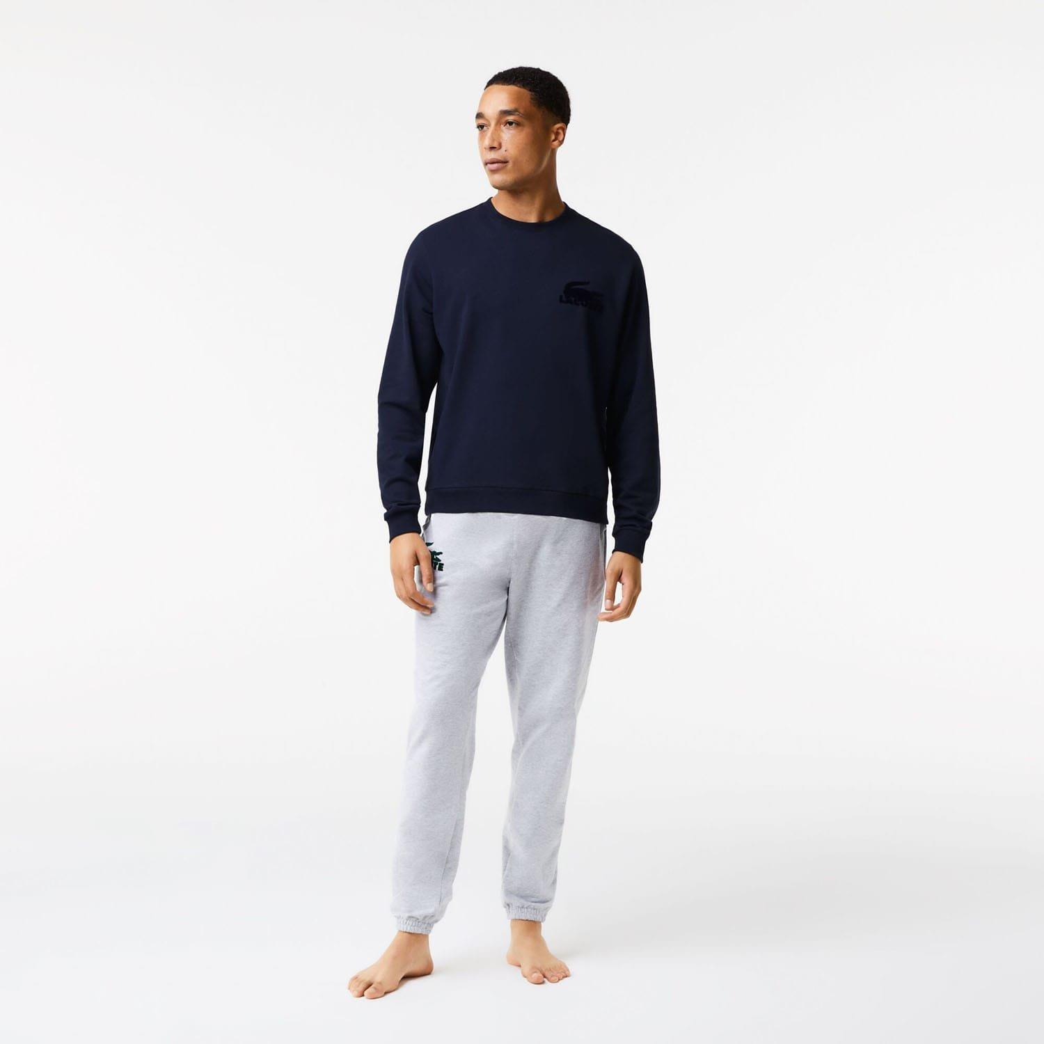 Navy - Lacoste - Fleece Loungewear Hoodie - 3