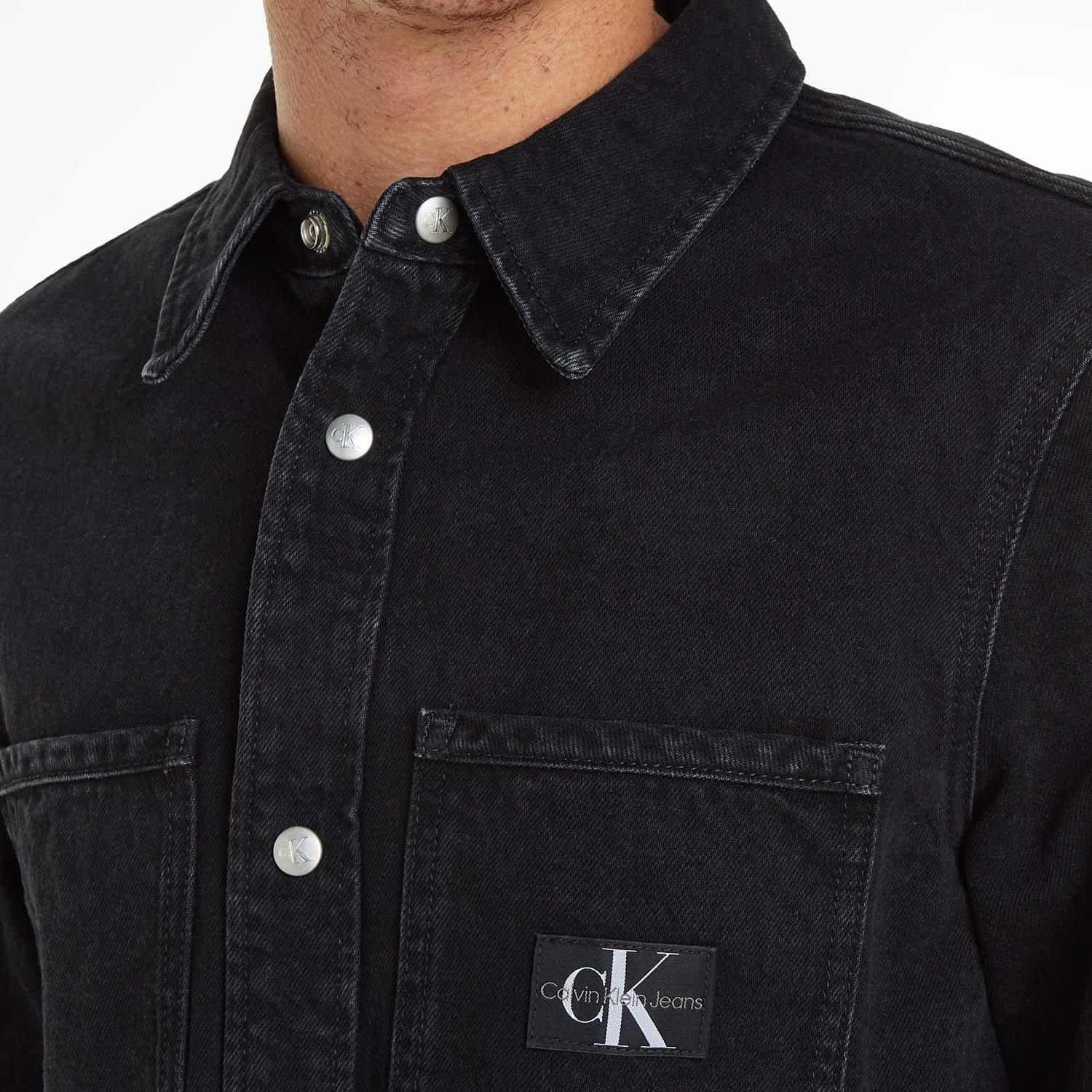Black - Calvin Klein - Logo Patch Denim Shirt - 5