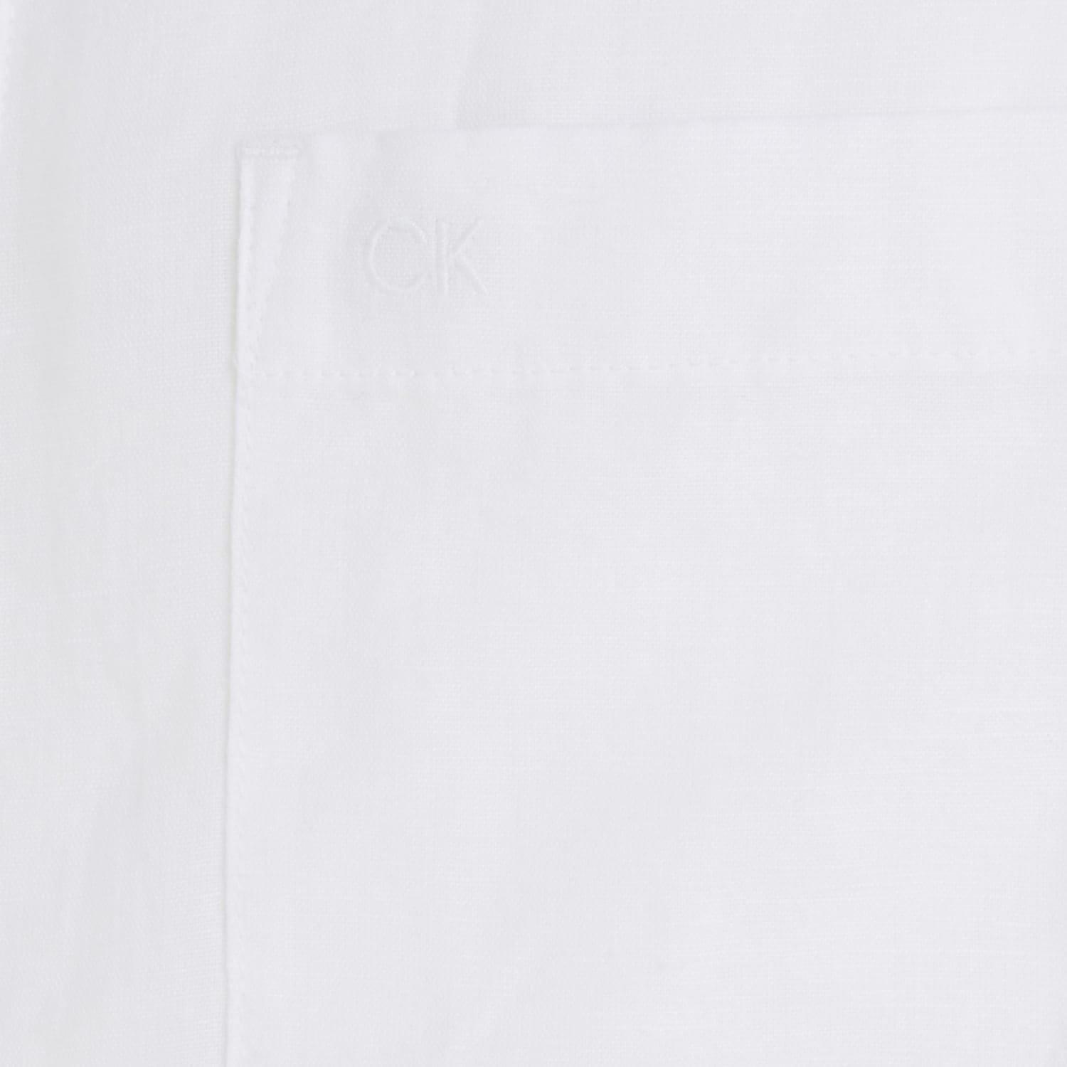White - Calvin Klein - Regular-Fit Linen Cotton Shirt - 3