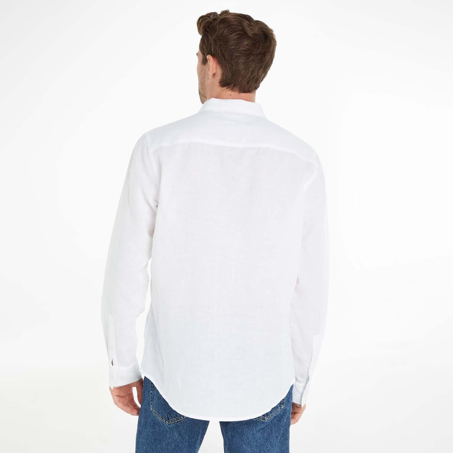 White - Calvin Klein - Regular-Fit Linen Cotton Shirt - 4