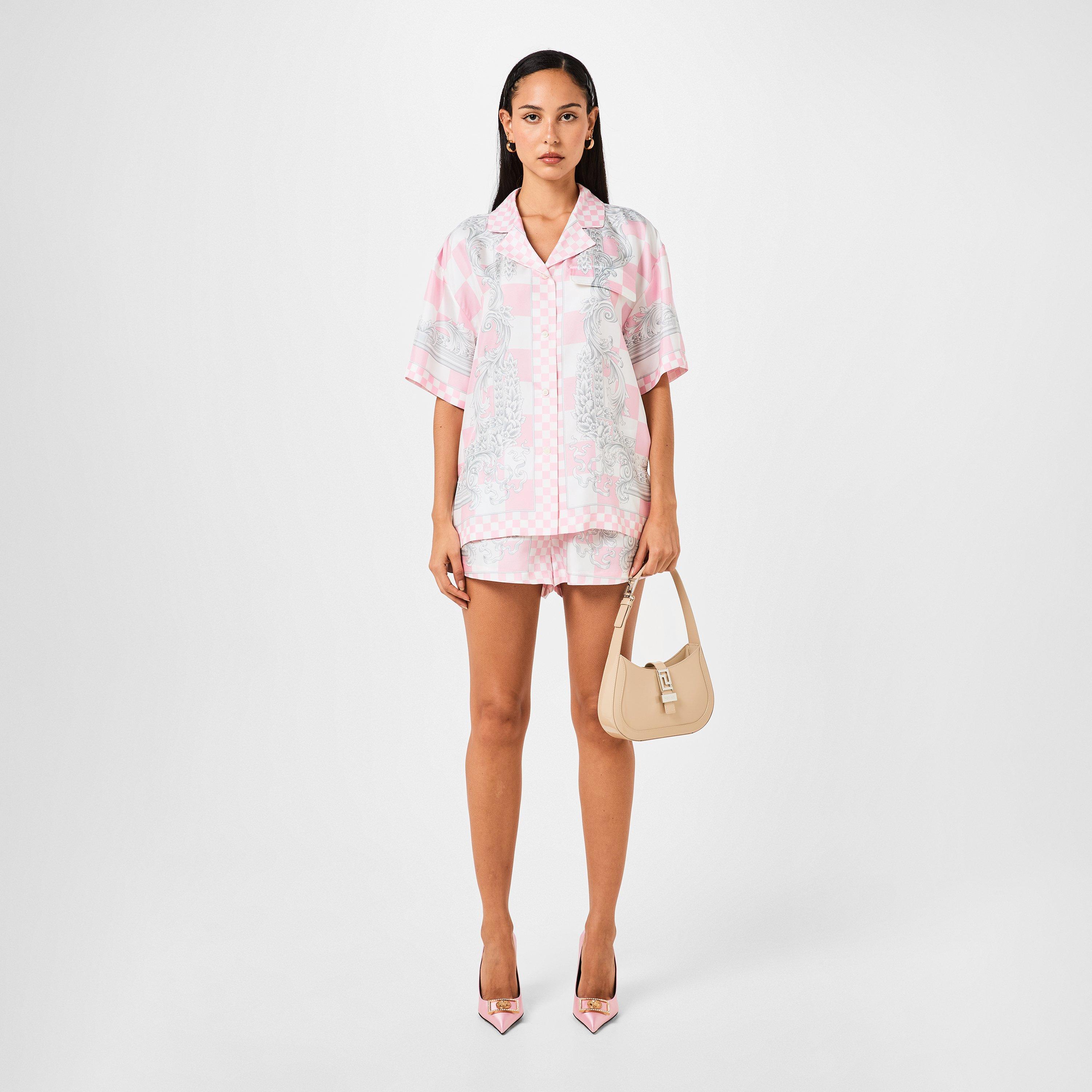 Pnk/Whte/Slvr - Versace - Women's Barque Chino Shorts - 4