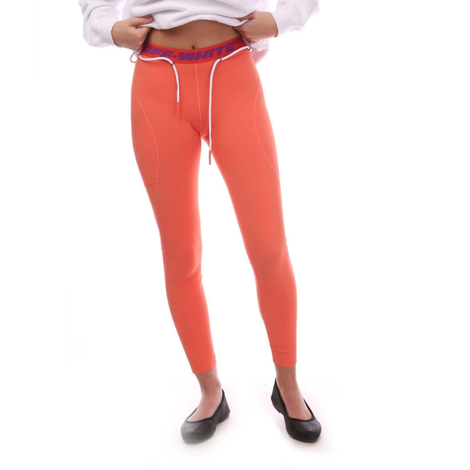 Coral - Off White - ATHL Logo Band Leggings - 3