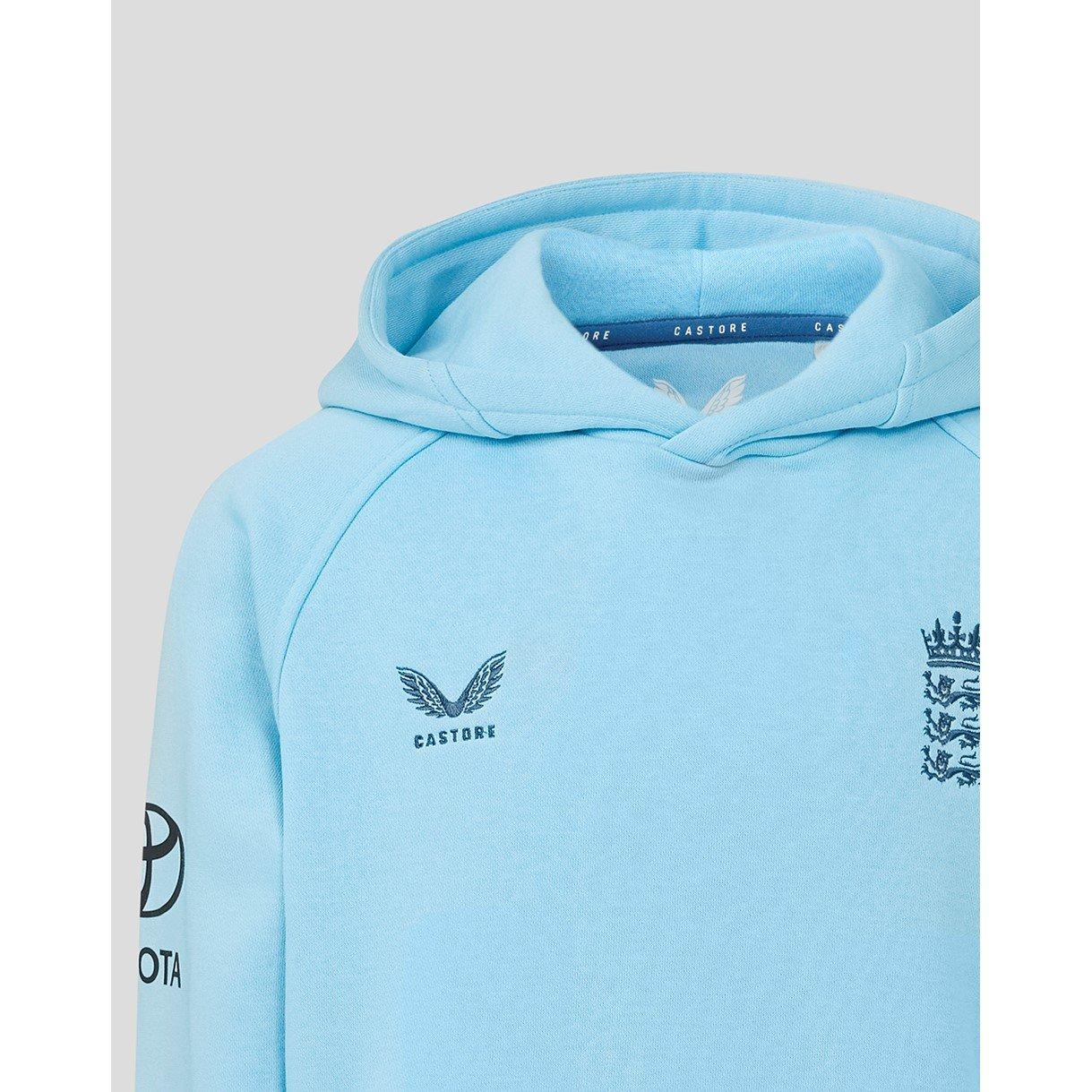 Bleu Aéré - Castore - Unisex Kids 26/27 England Cricket Performance Hoodie - 4